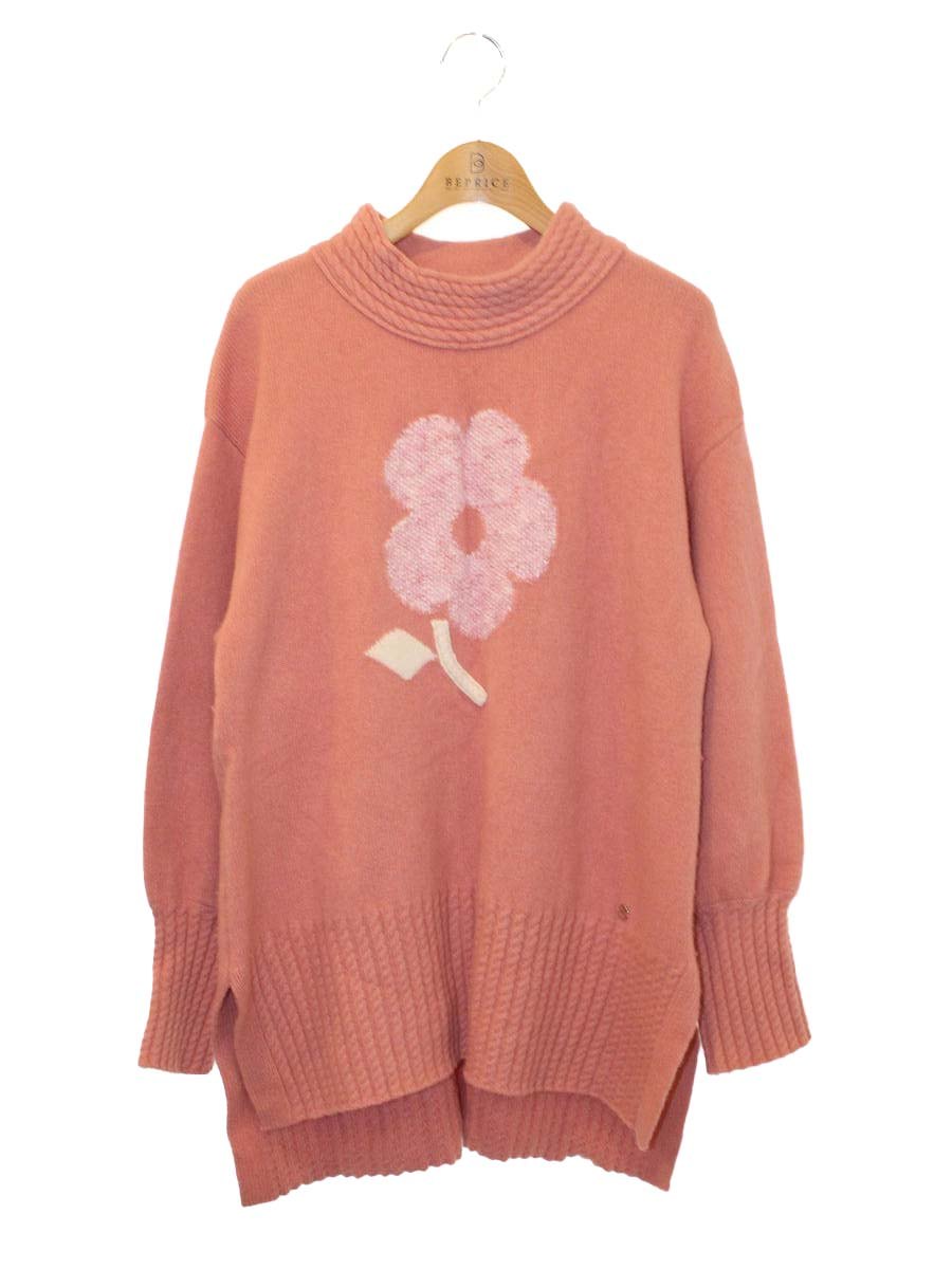 M'S GRACY ピンク ニットセーター 40 エムズグレイシー 318630 セーター 40 ピンク ウール 花 ハイネック