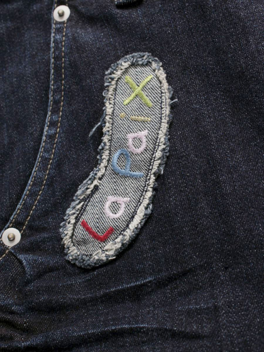 アルベロベロ 318090 デニムパンツ M ネイビー パッチワーク ビジュー IT96UE4CANXZ