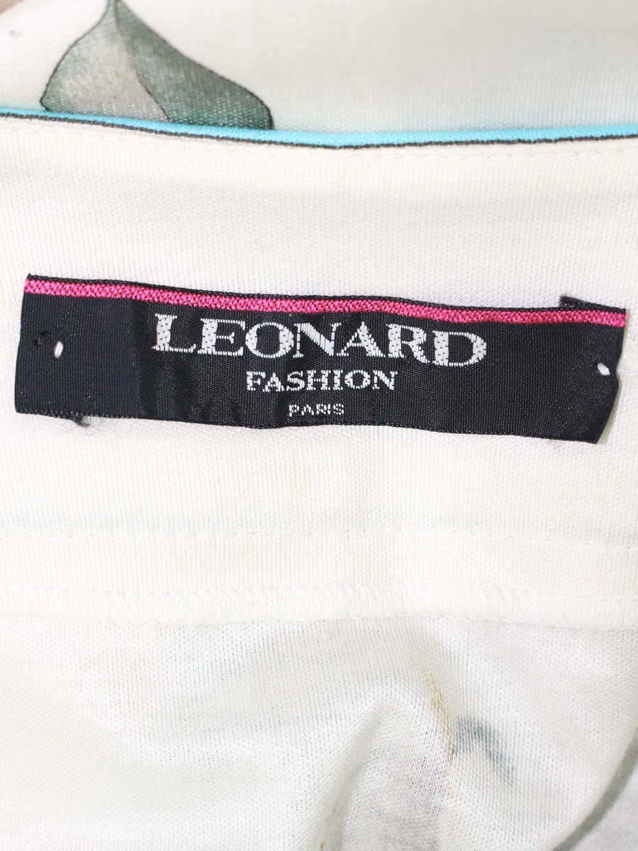 レオナールファッション 0339121 ブラウス M アイボリー コットン ロゴボタン シースルー フラワー IT17RWL90VYO