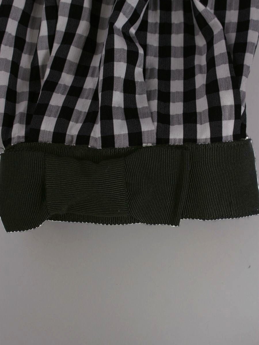 エムズグレイシー 024310 ブラウス 42 ブラック シャツ ギンガムチェック リボン IT1V5PT5H3K0