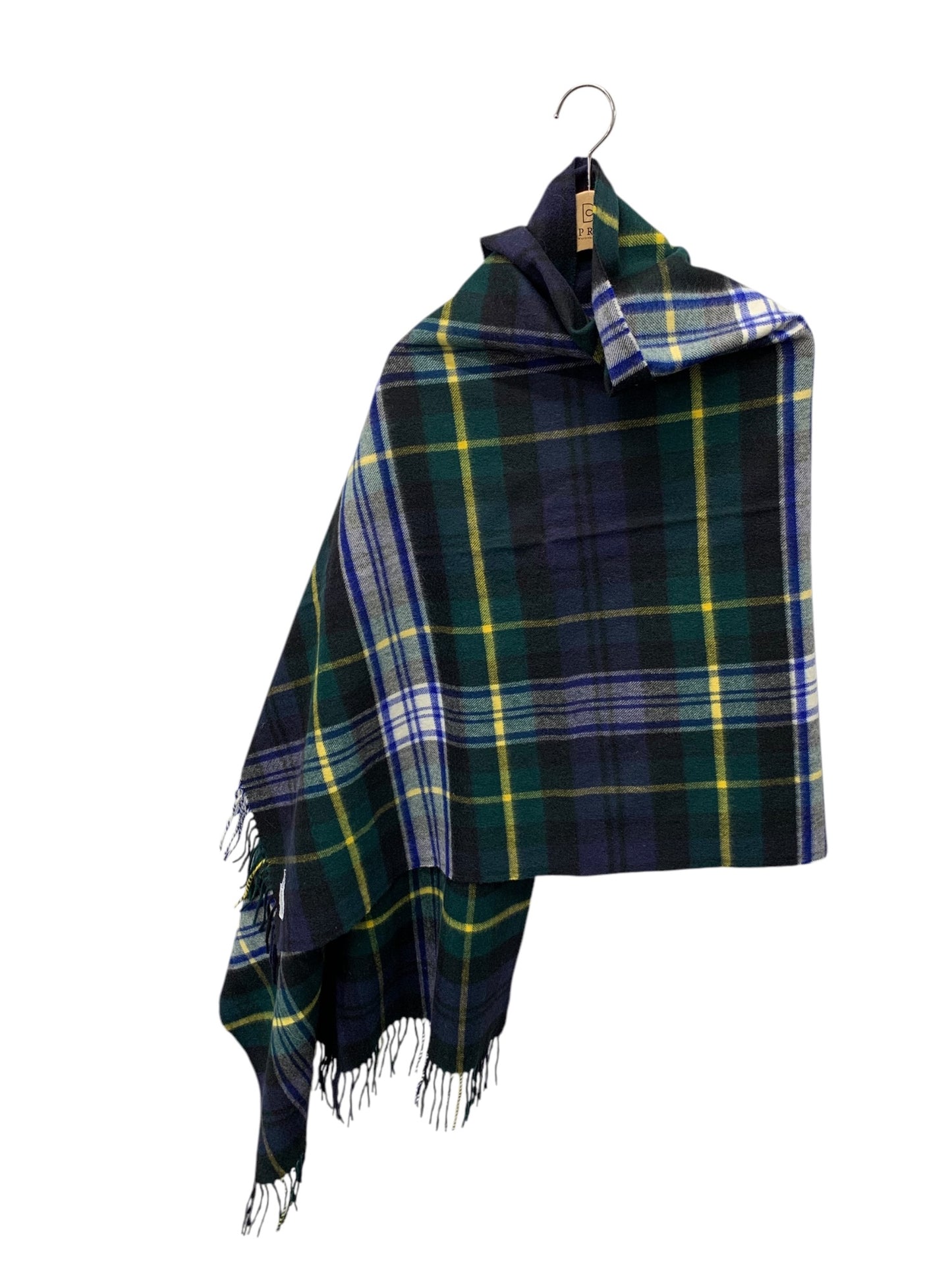 ジョンストンズ WA000056KU031200 ストール グリーン タータンチェック カシミヤ 大判 190cm×70cm ITGZOYXW08R8