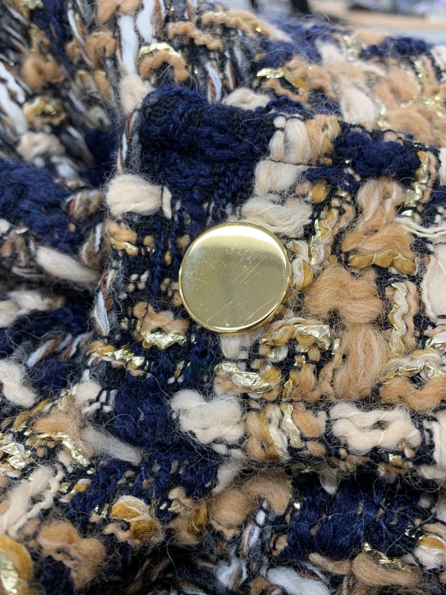 グレースクラス 0221469020 コート 36 ネイビー ツィード ラメ IT2FBVQC2IQ4