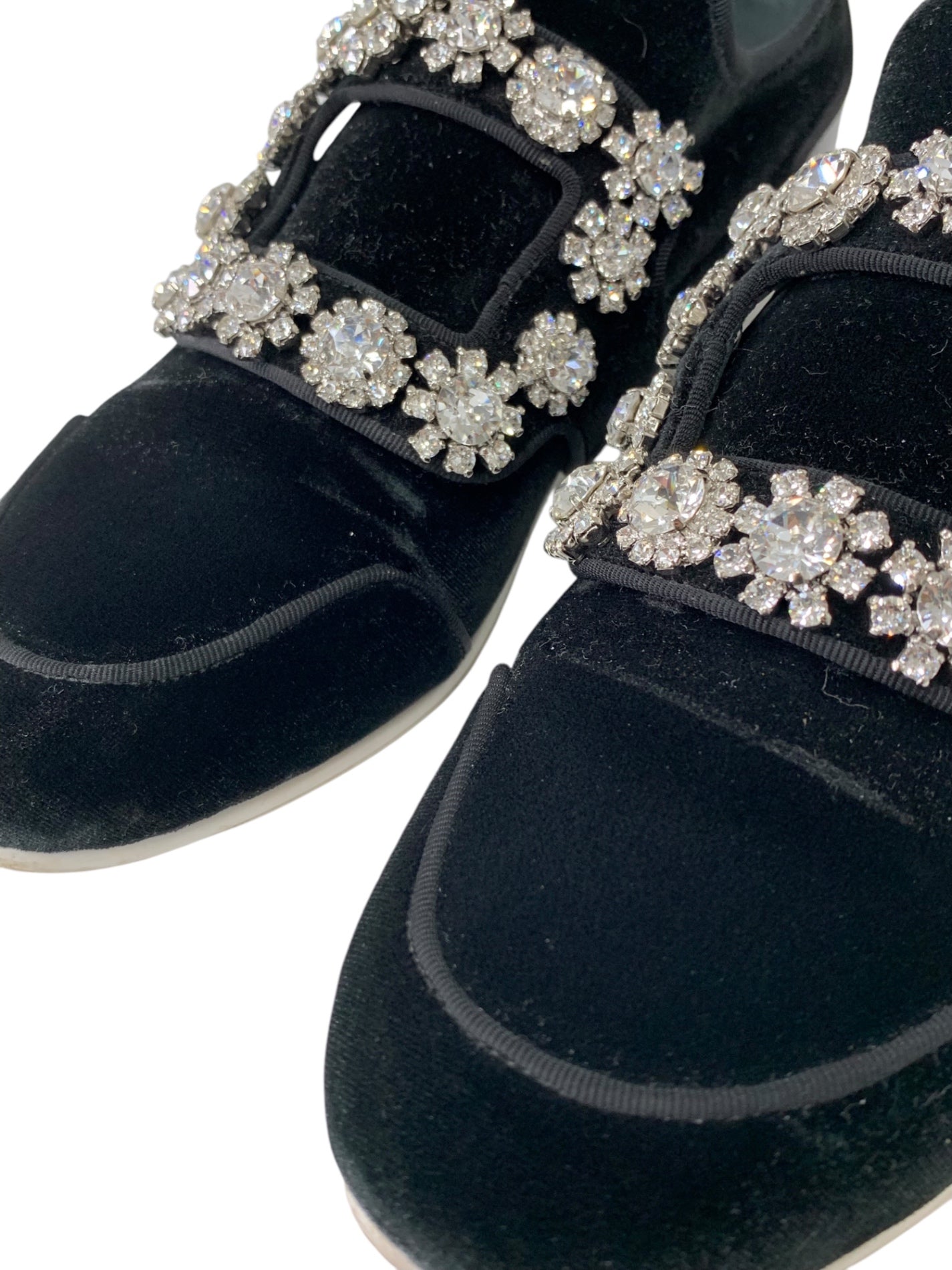 ロジェヴィヴィエ SPORTY VIV FLOWER STRASS RIVETS FAB RVW47423270K6IB999 スリッポン 34 ブラック ベロア ITWMV8QXIGY8