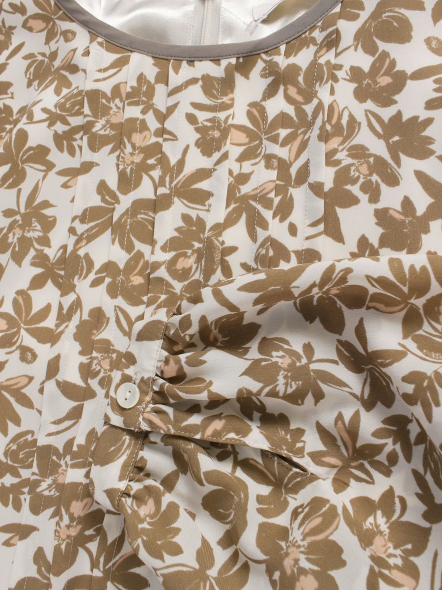 自由区 スノーフラワープリント ワンピース OPWMGS0004 40 ブラウン ITP13VZMNA66