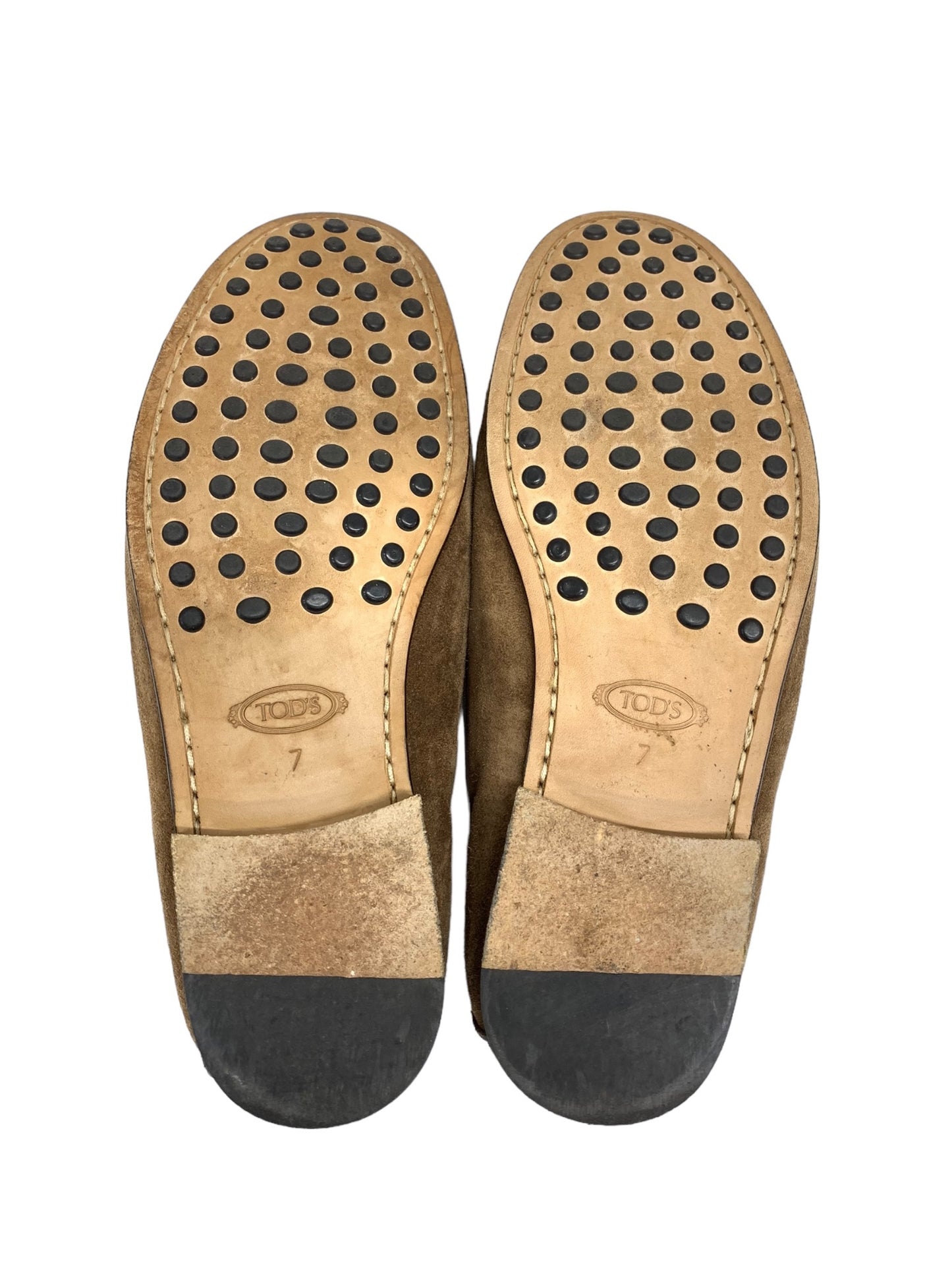 トッズ ブラウン スエードレザー コインローファー サイズ:7 ITGD9EO8ALGY 【SALE】