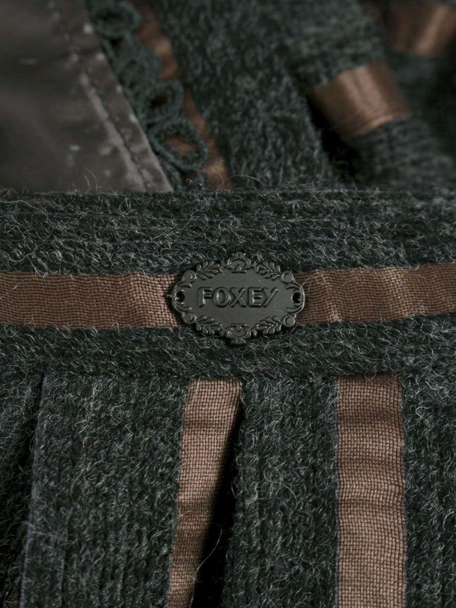 フォクシーブティック 36319 スカート 38 チャコール/ブラウン ストライブ ボーダー ITJA3LURFTB8