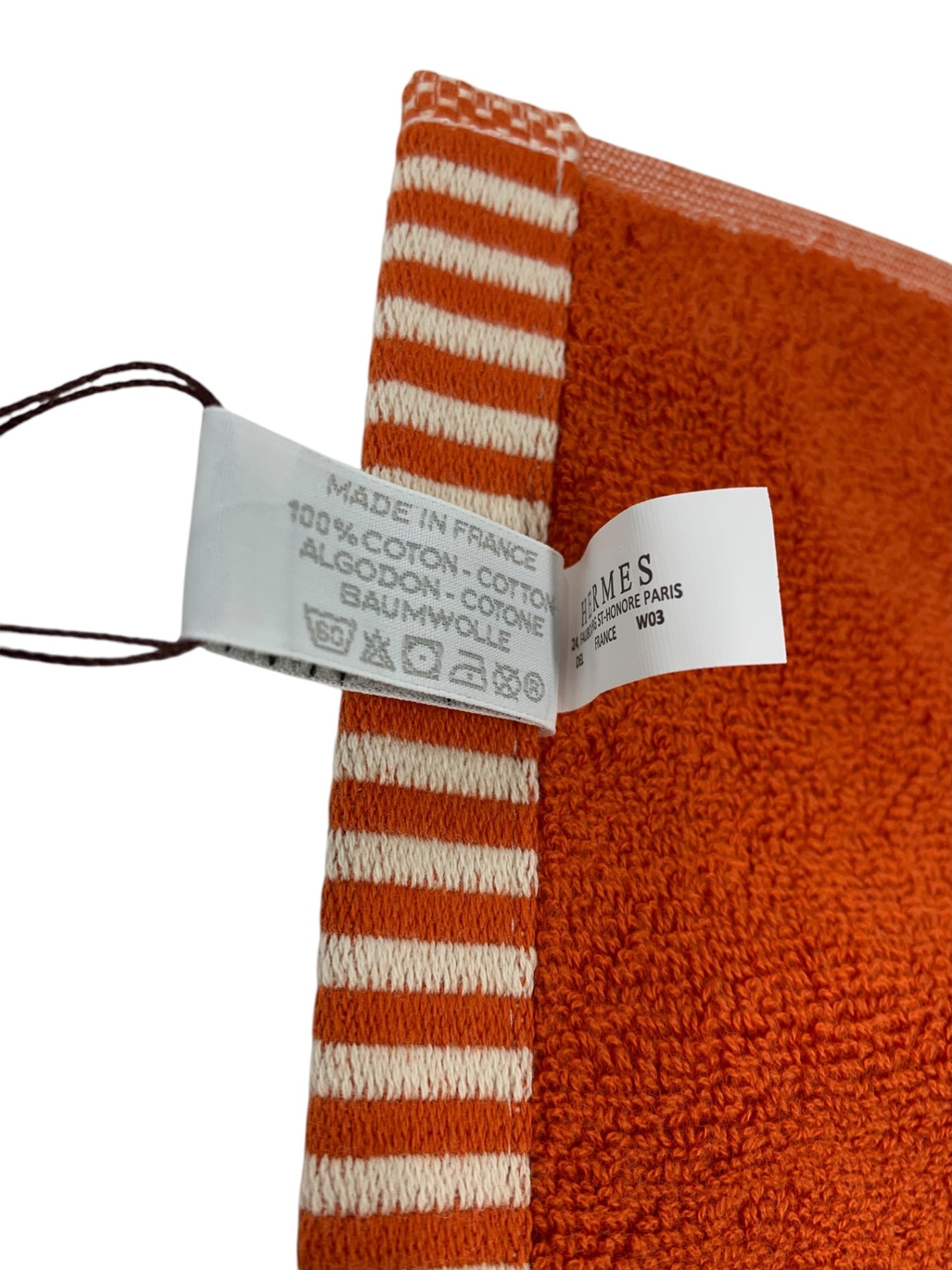 エルメス カレ タオル ヴィス ヴェルサ H103847M ハンドタオル オレンジ コットン Hロゴ IT8H4TSM0I9C