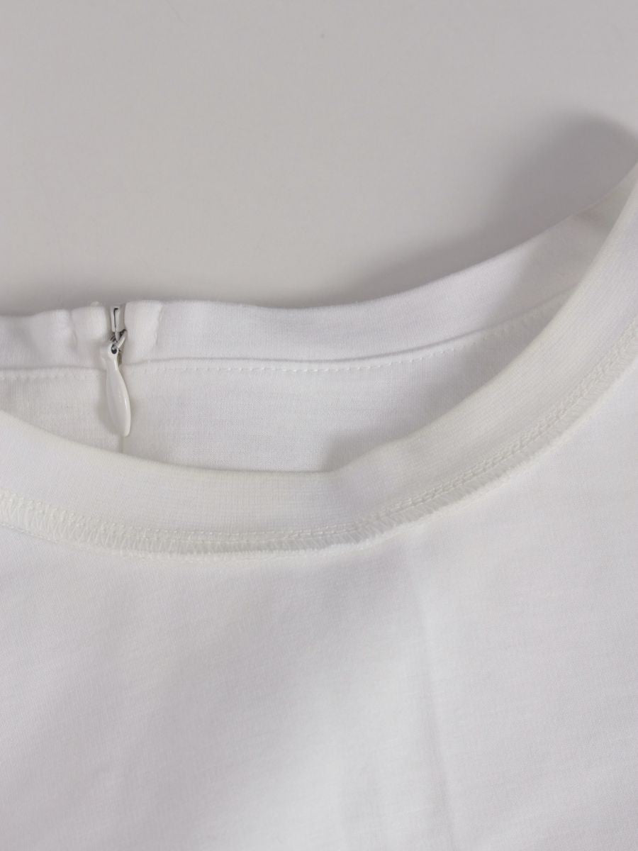 ボーダーズアットバルコニー PEPLUM TEE BD1921-2C-52 38 ホワイト/カーキグリーン ITF6JYF9LOLS