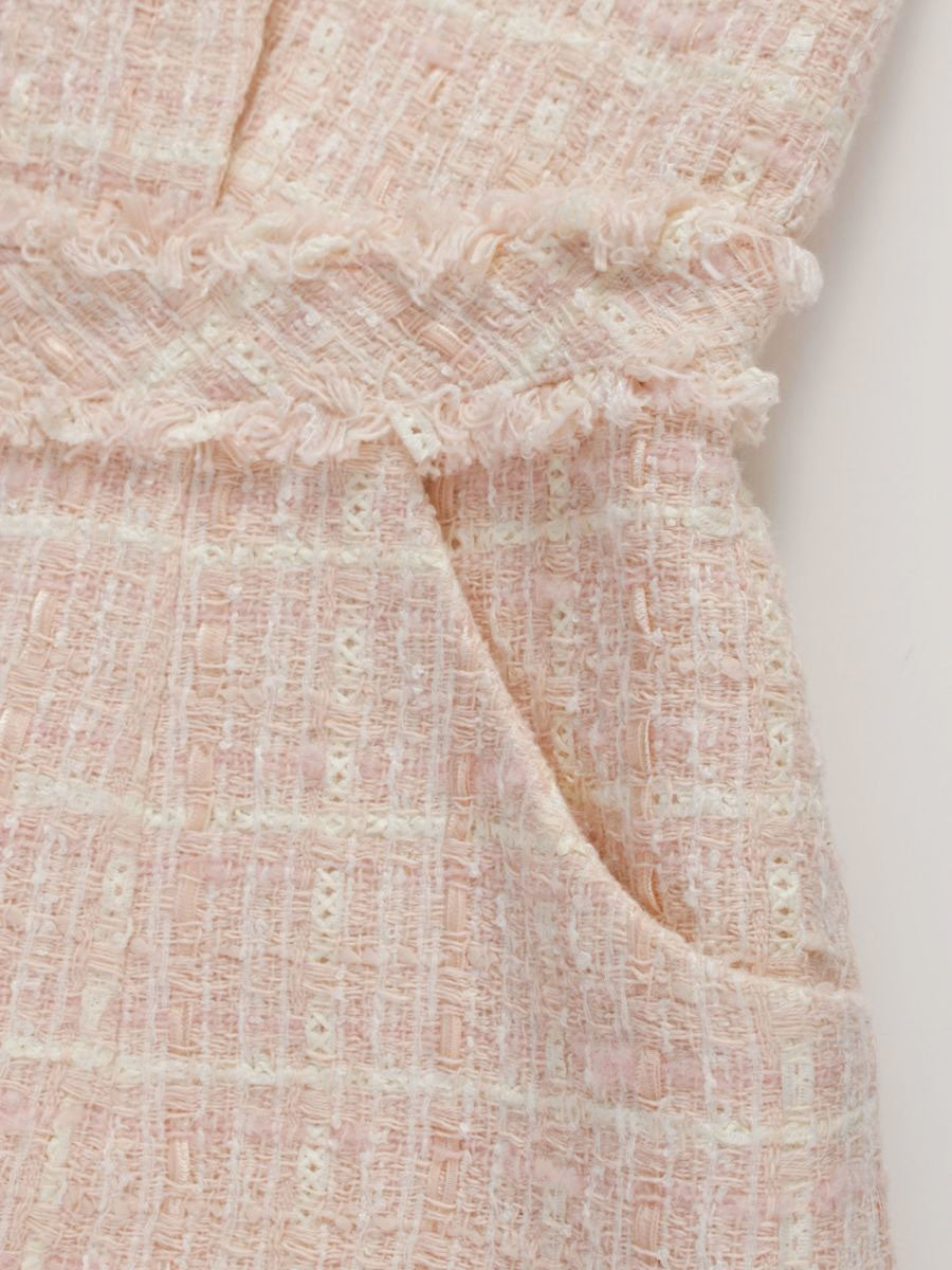 アベニールエトワール 928-040 ワンピース 38 ピンク ツィード フリンジ ITQE94CUJ5AO