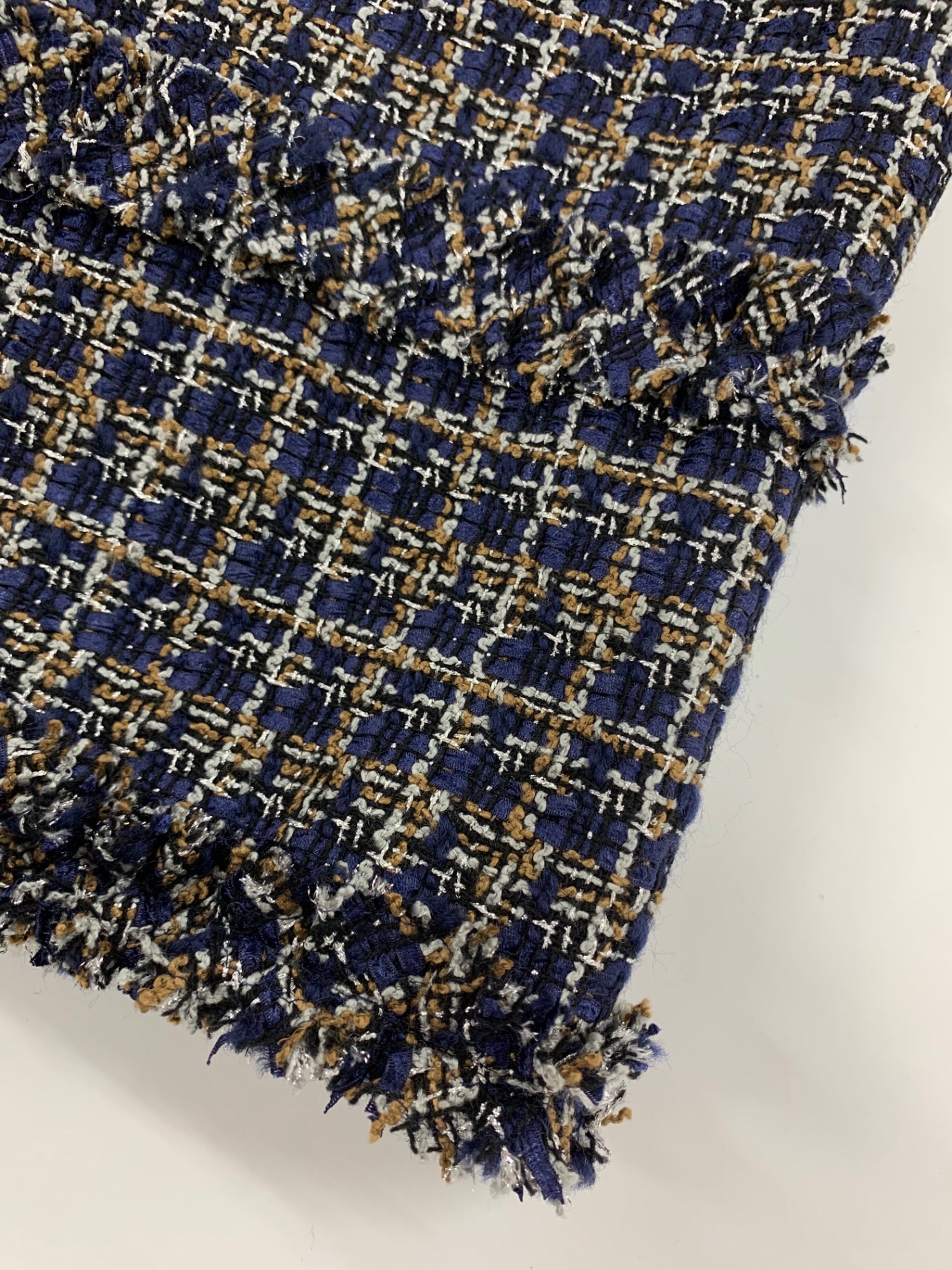 エムズグレイシー 317623 スカート 40 ネイビー フリンジ ウール ツィード ラメ ITEBFVP4PAHW 【SALE】