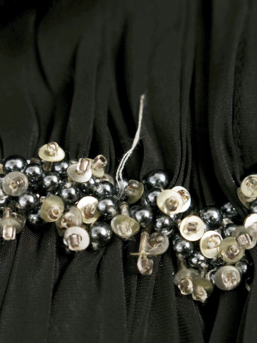 セタイチロウ D02-804 ワンピース 38 ブラック ビーズ スパンコール ITFBA222R8P0