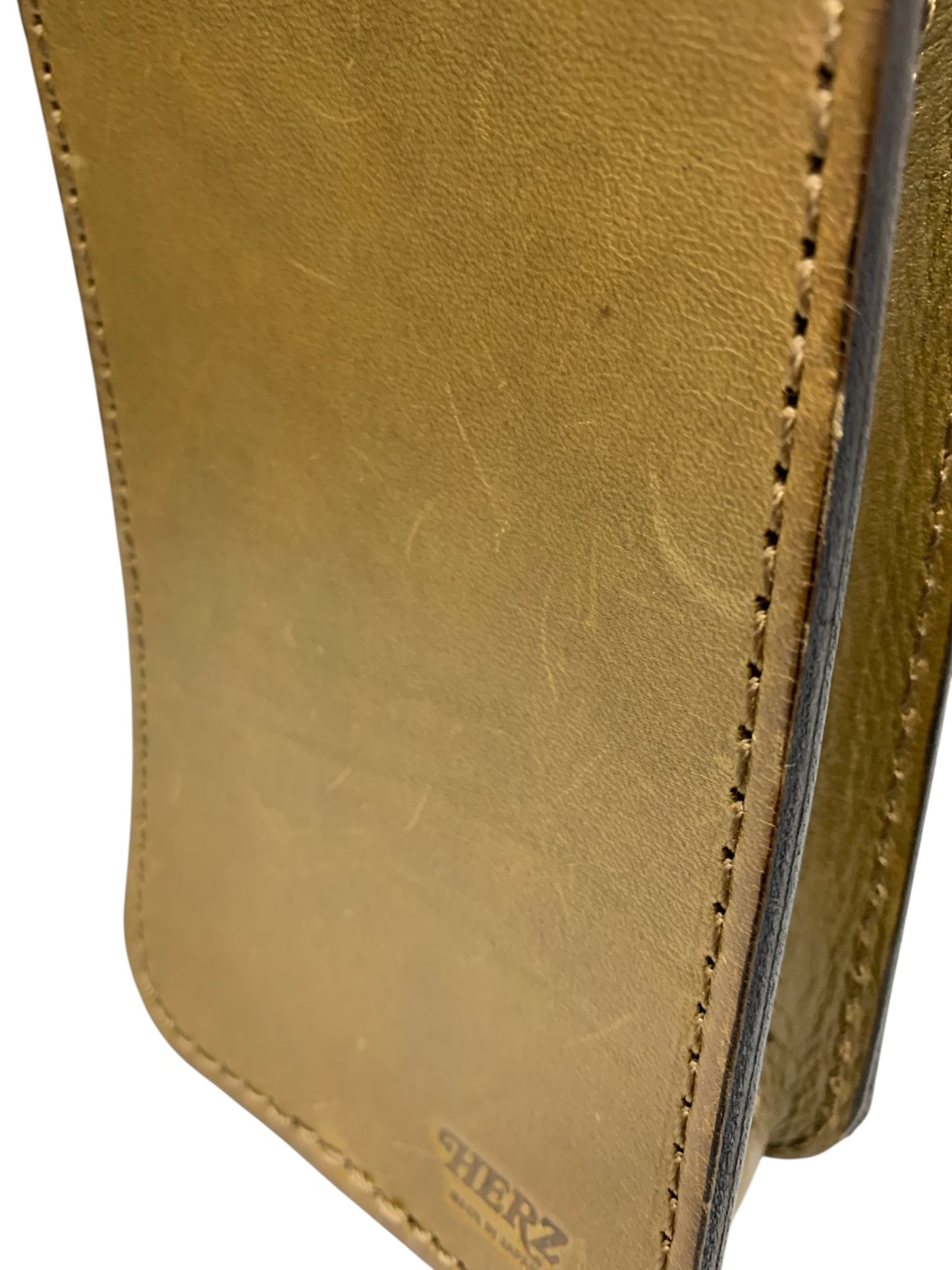 ヘルツ 前ポケット付ベルトポーチ・横型 ウエストバッグ ブラウン ラティーゴ ハードレザー ITJ1YUQEN38P