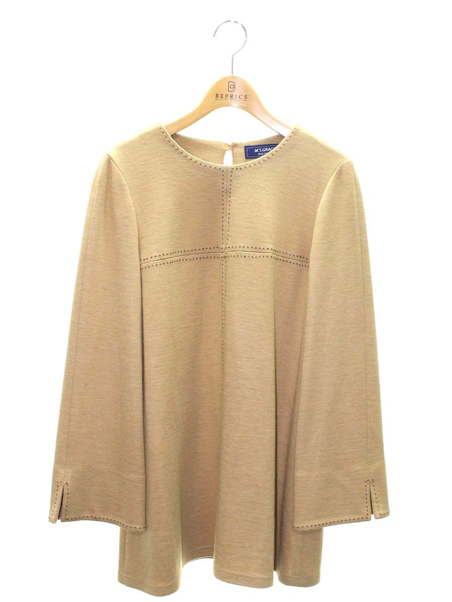 連休最終セール【未使用品】美品エムズグレイシー　チュニック 七分袖 エムズグレイシー 915701 チュニック 40 ブラウン ウール混