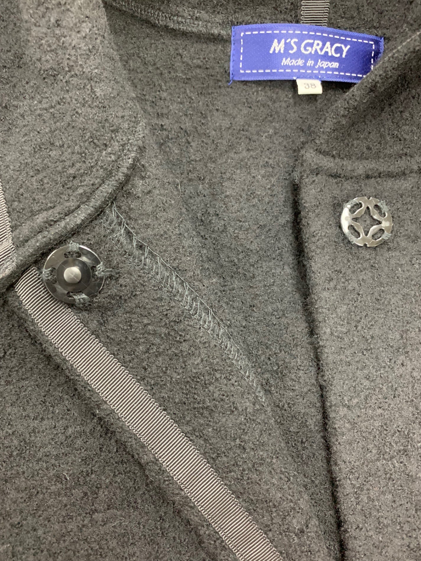 エムズグレイシー 728569 コート 38 ブラック ウール フード付き レッキスファー ITPIR9XCCWK4