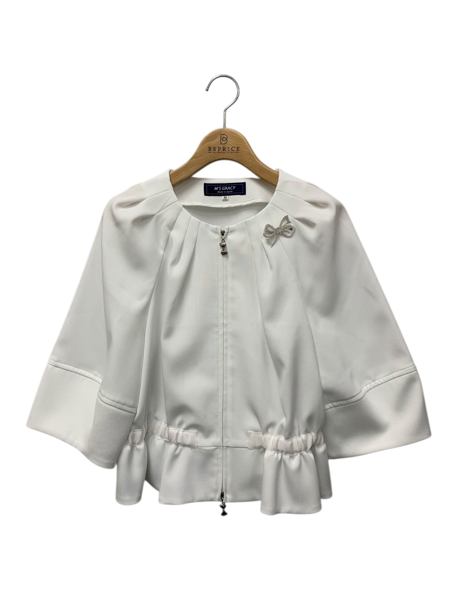 エムズグレイシー コクーンスリーブジップアップジャケット 414306 38