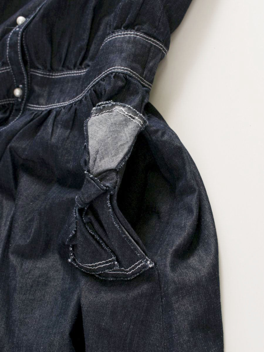 エムズグレイシー パールボタンデニム 211329 ワンピース 40 ネイビー フロントボタン ITVPN78F8VHW