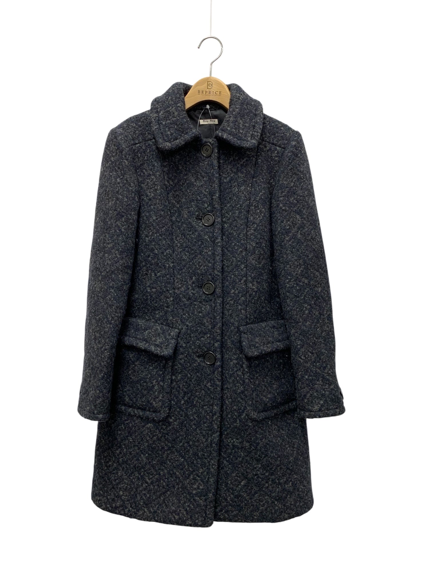 MIUMIU コート ハイネック ペプラム ウールコート ブラック KOBE LETTUCE（神戸レタス） コート レディース アウター ノーカラー