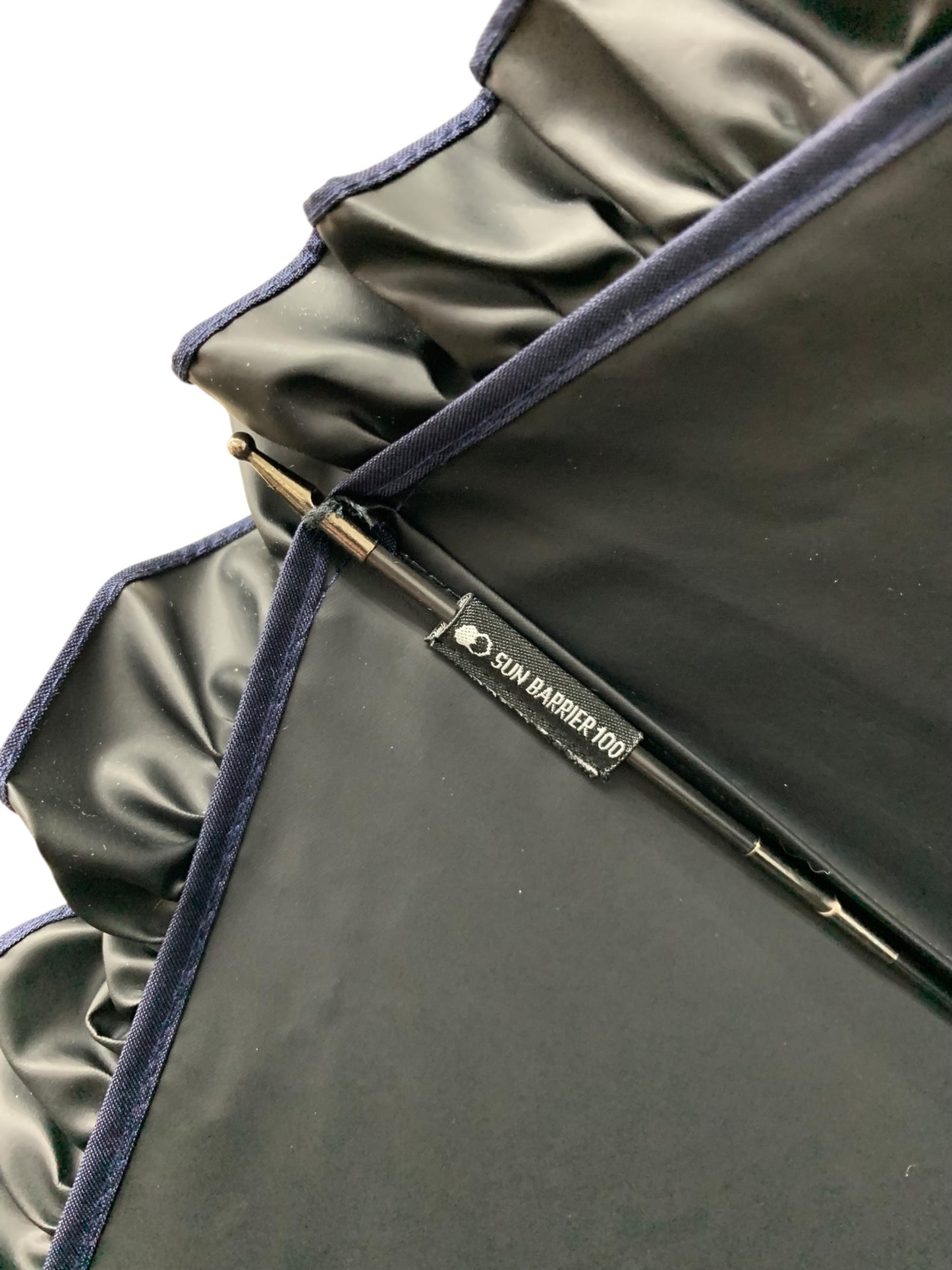 サンバリア100 長傘 Mサイズ フリル ネイビー 晴雨兼用傘 完全遮光 ITKIRS8JHDL6