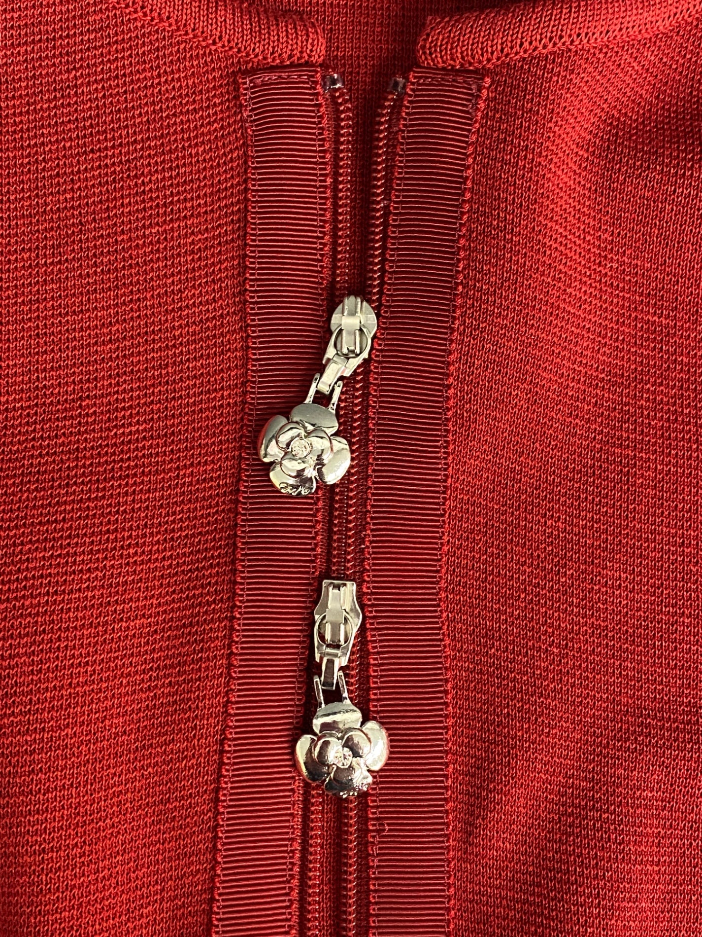 エムズグレイシー Ribbon Zip Cardigan 818523 カーディガン 40 レッド リボン ジップ IT46GBLGNCBN