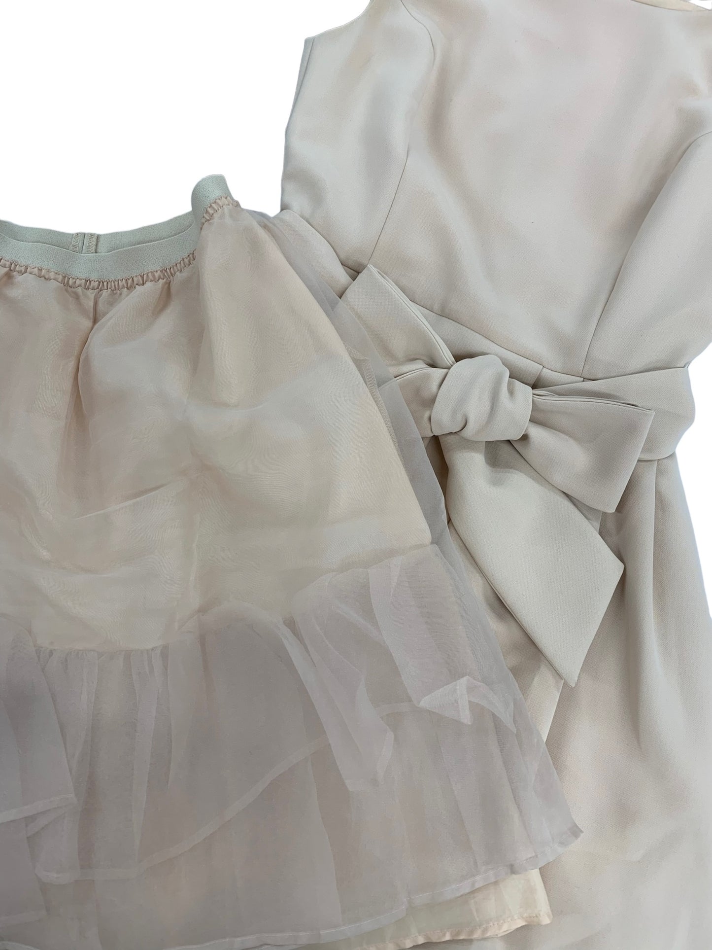 エムプルミエクチュール F922-007 ワンピース 34 ベージュ ノースリーブ パニエ付き ITCBFBMFGVIS