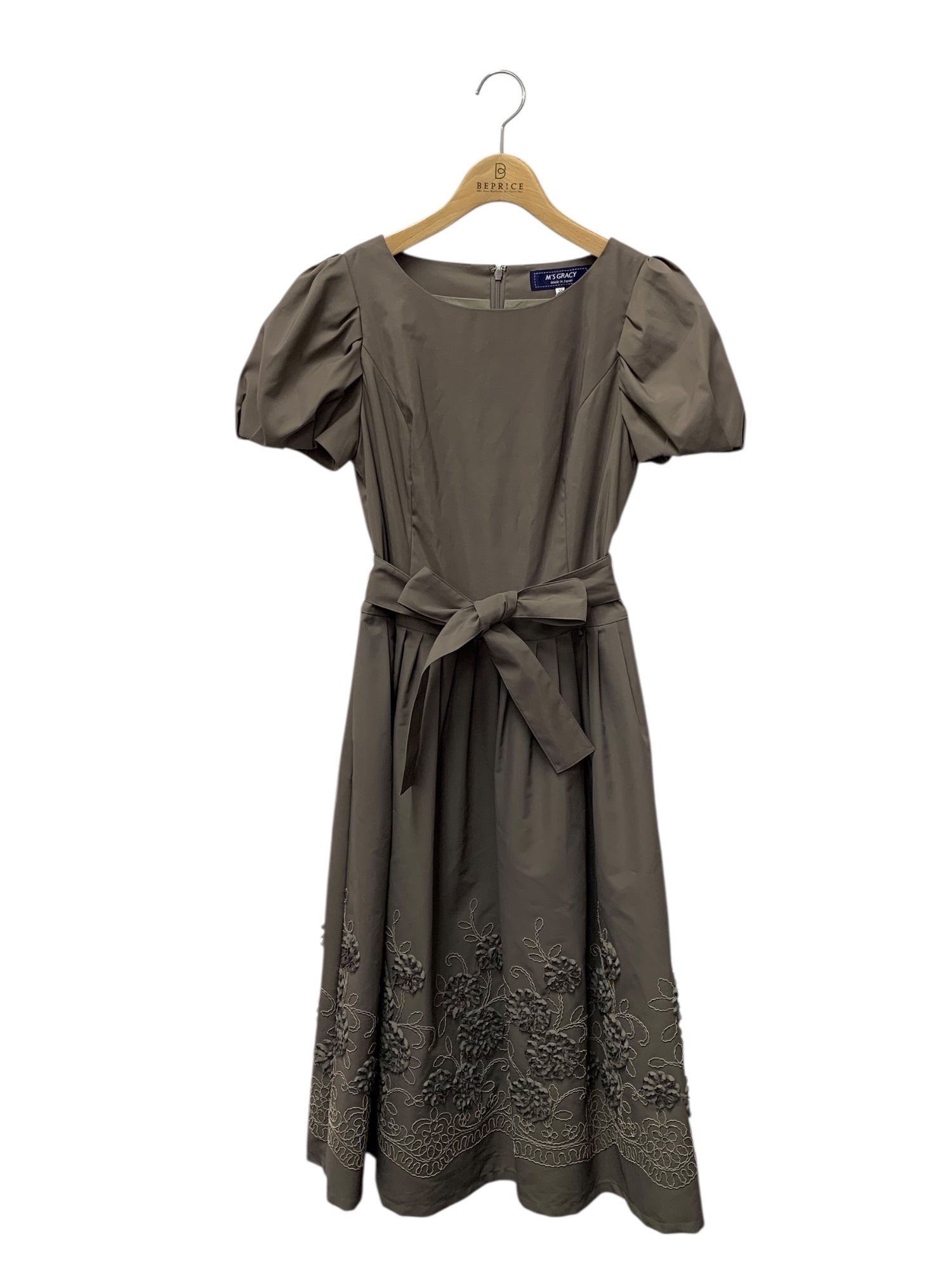 エムズグレイシー コード刺繍入りワンピース 211332 38 グレー | 中古
