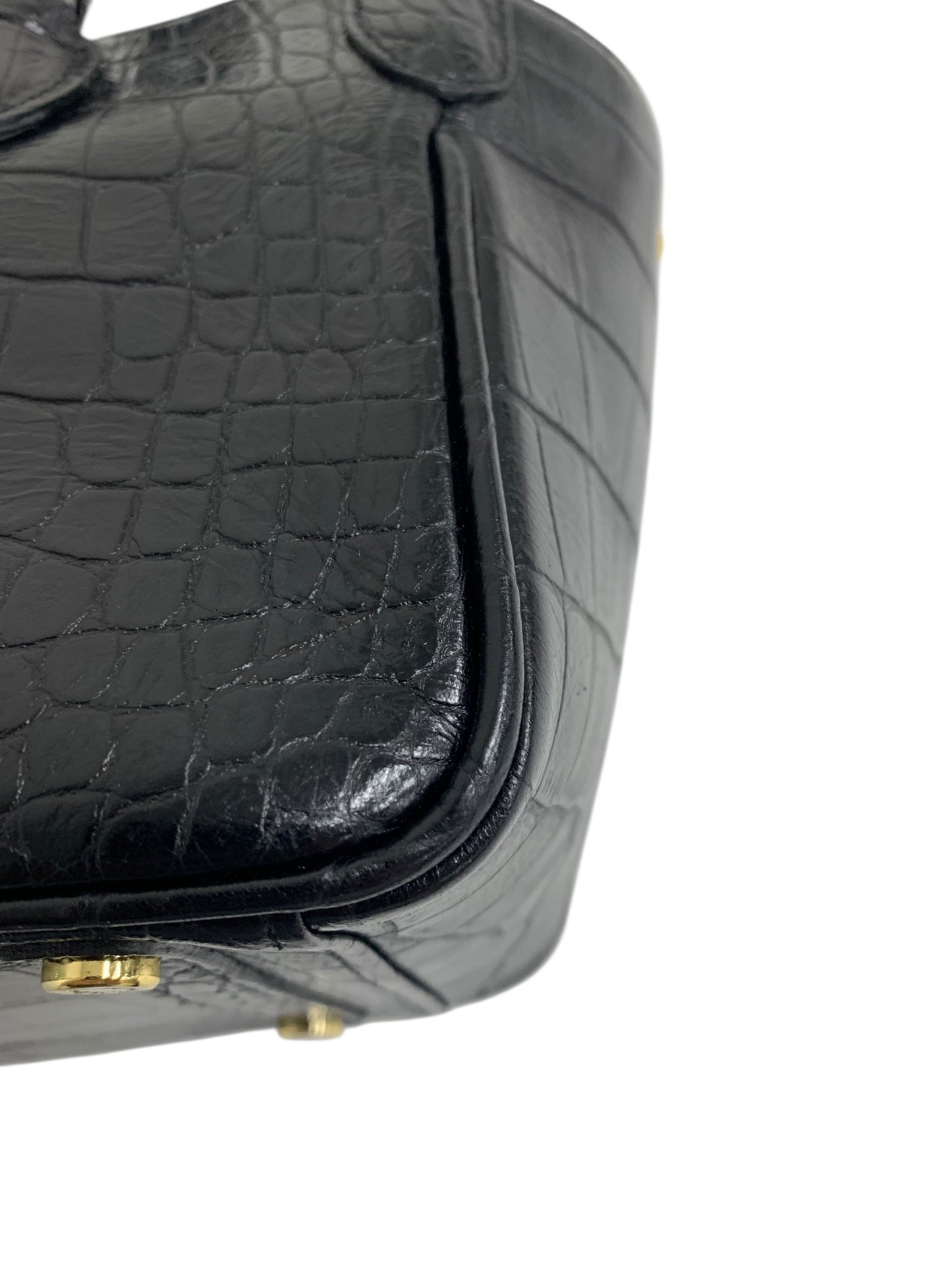 エーディーエムジェイ トートバッグ ブラック ミニ ショルダー 2way クロコ型押し レザー IT5Z56TV9C14