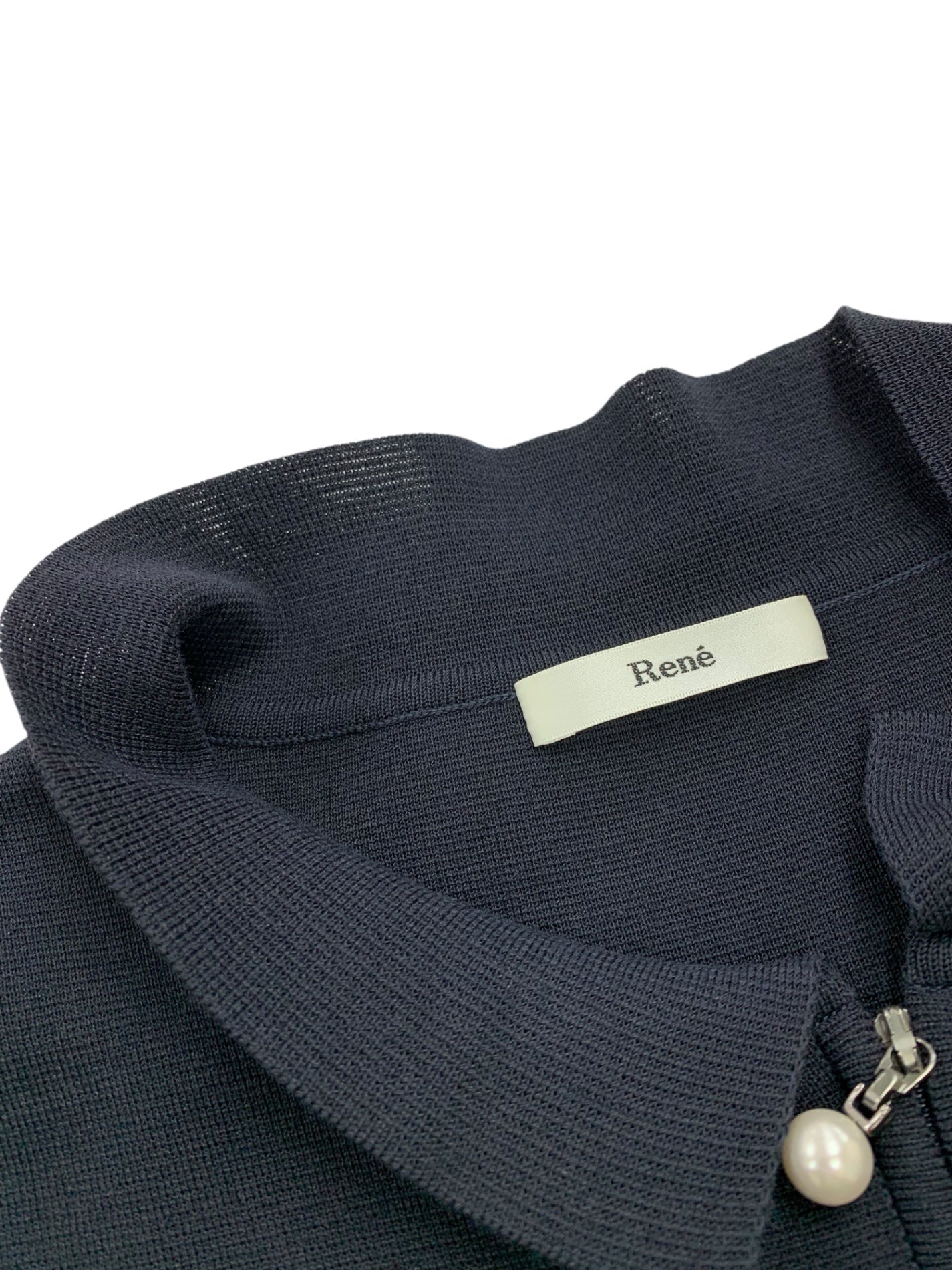 ルネ 6832160 ニットワンピース 34 ネイビー フロントジップ フェイクパール ITEGDLK3ESK4