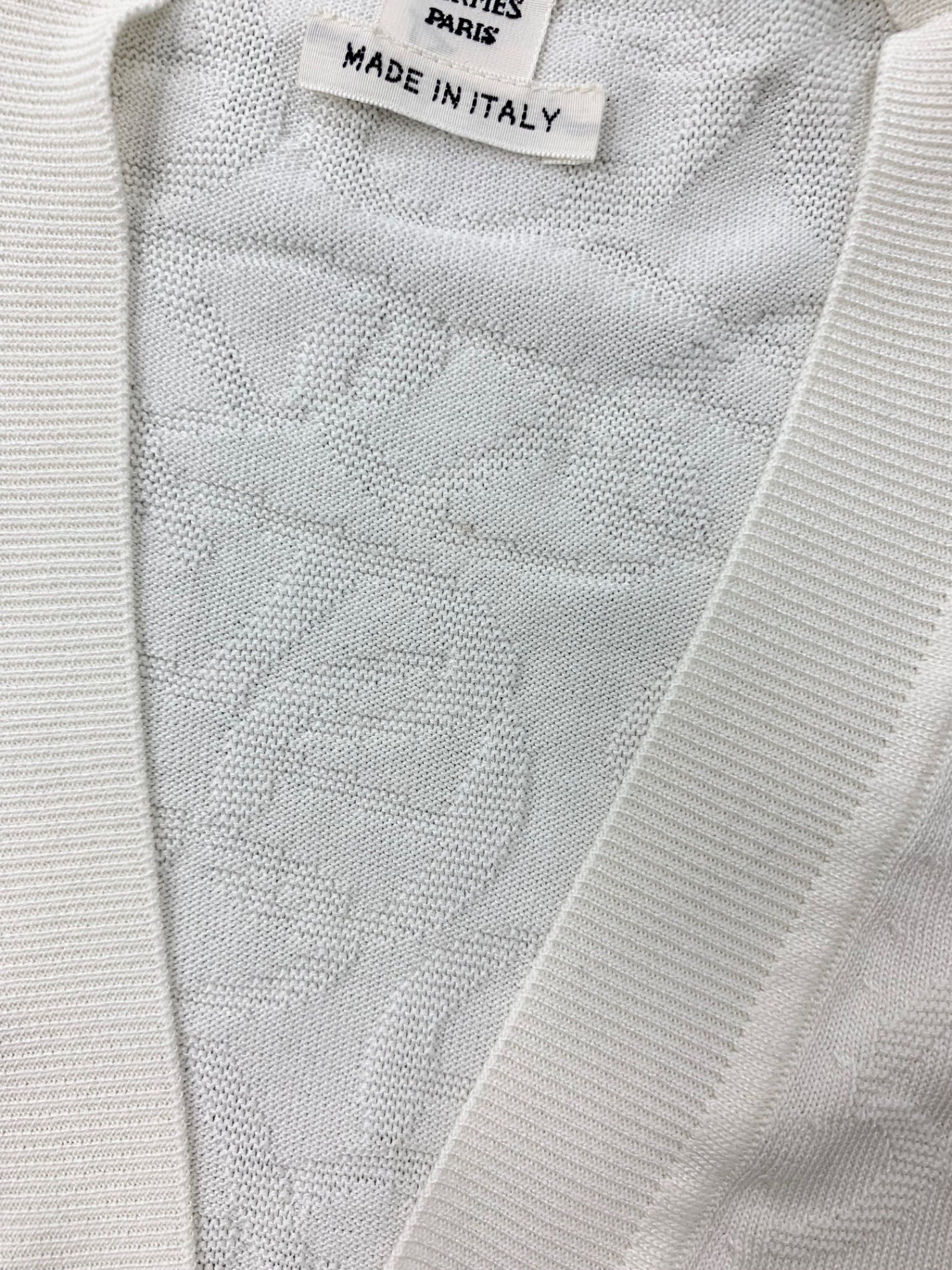 エルメス シェーヌダンクル Naoussa 4E2730DC カーディガン 34 ホワイト シルク IT88AJ1ZW1WK