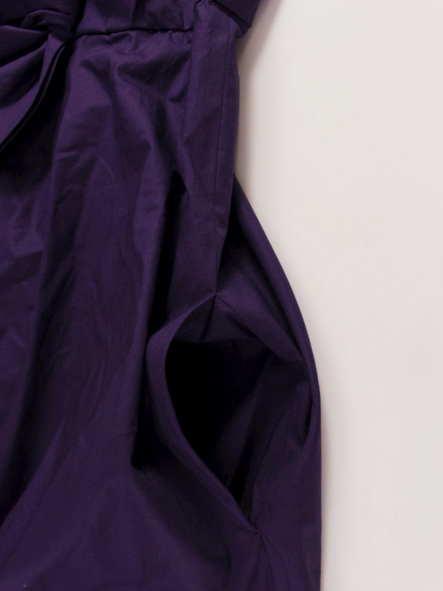 ポールカ 713EAC ワンピース 38 パープル Vネック リボン タックフレア ITBBTSFUM37F