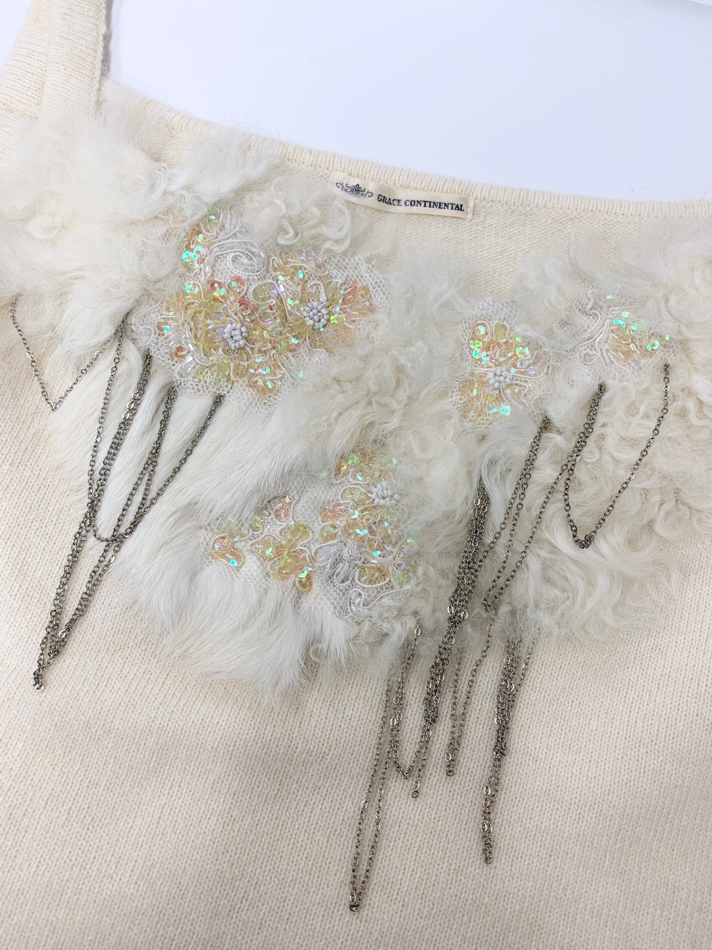 グレースコンチネンタル トップス 36 アイボリー ニット スパンコール ITCGVUSS125K 【SALE】