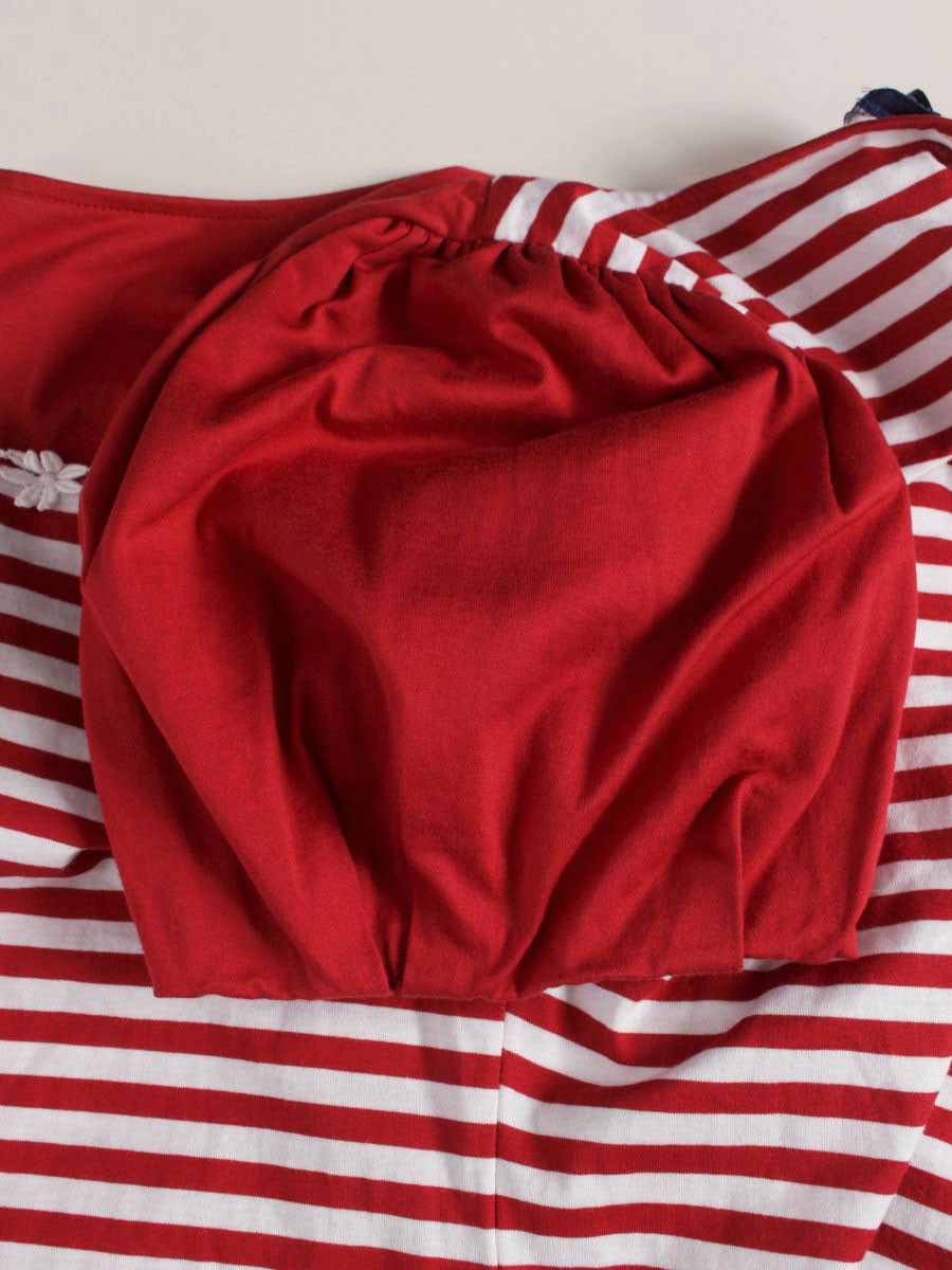 エムズグレイシー 215336 Tシャツ カットソー 40 レッド ボーダー フラワーモチーフ ITFJTT9RQSWA