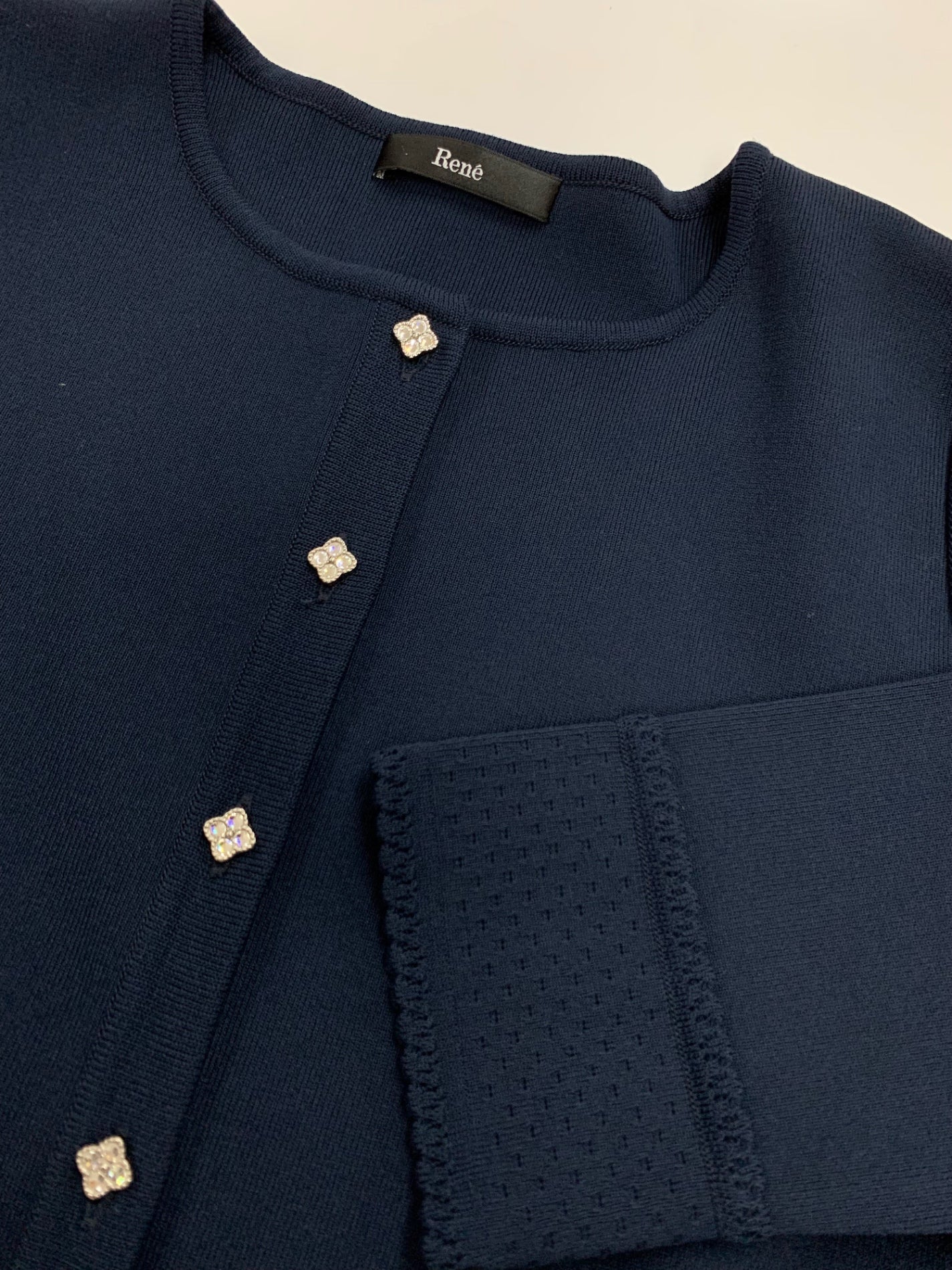 ルネ 5412050 カーディガン 38 ネイビー ラインストーンボタン IT8FC1V4SOM6