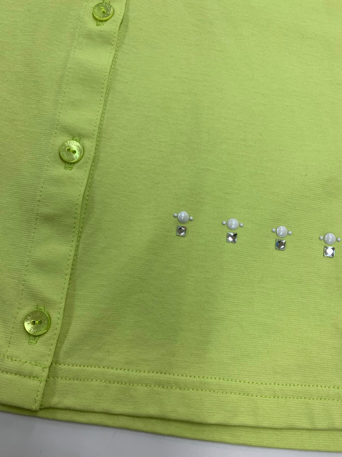 スタジオピッコーネ P959508 アンサンブル 40 ライトグリーン カーディガン カットソー ビジュー ストーン ITQ9PJD315UF