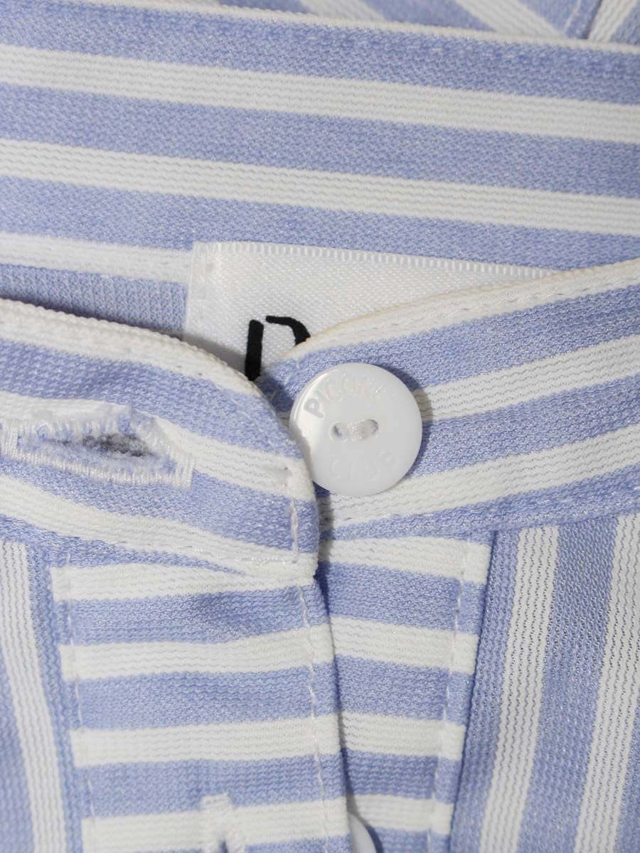 スタジオピッコーネ PICONE CLUB C951413 シャツワンピース 2 サックスブルー/ホワイト ストライプ ロゴ ワンポイント IT5BBYUVS4VI