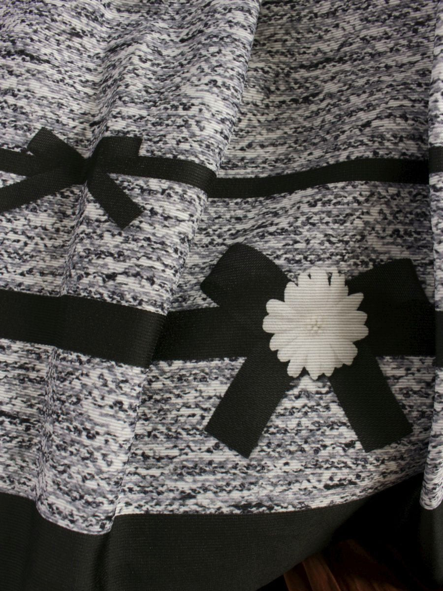 エムズグレイシー 017132 スカート 36 グレー トロンプルイユ リボン フラワー プリント ITST8IHKGQM8