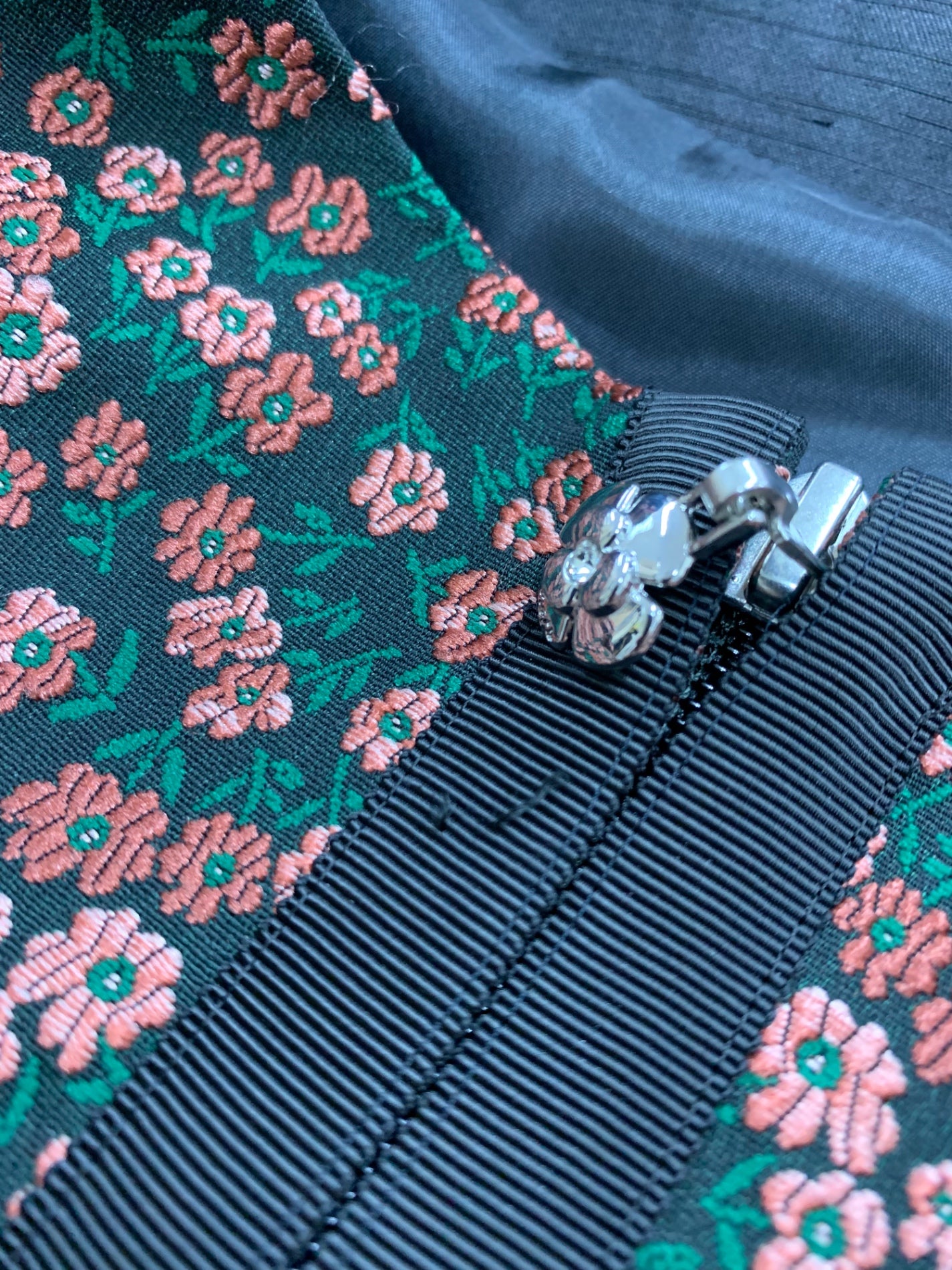 エムズグレイシー 小花柄ジャガードドレス 411520 ワンピース 40 マルチカラー グログラン リボン IT45I49O3A20