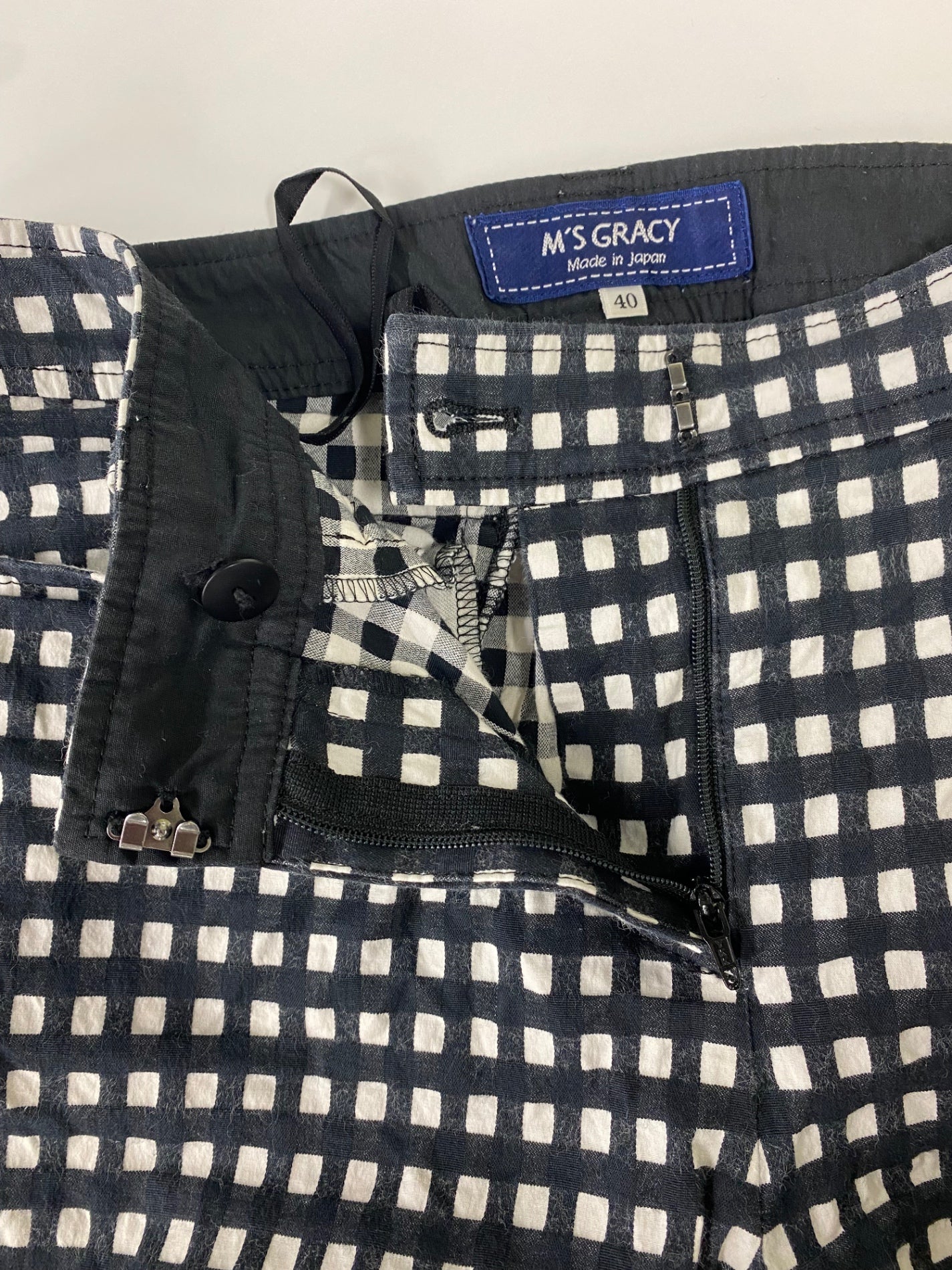 エムズグレイシー 816317 パンツ 40 ホワイト ギンガムチェック ITACUXIHHAC0
