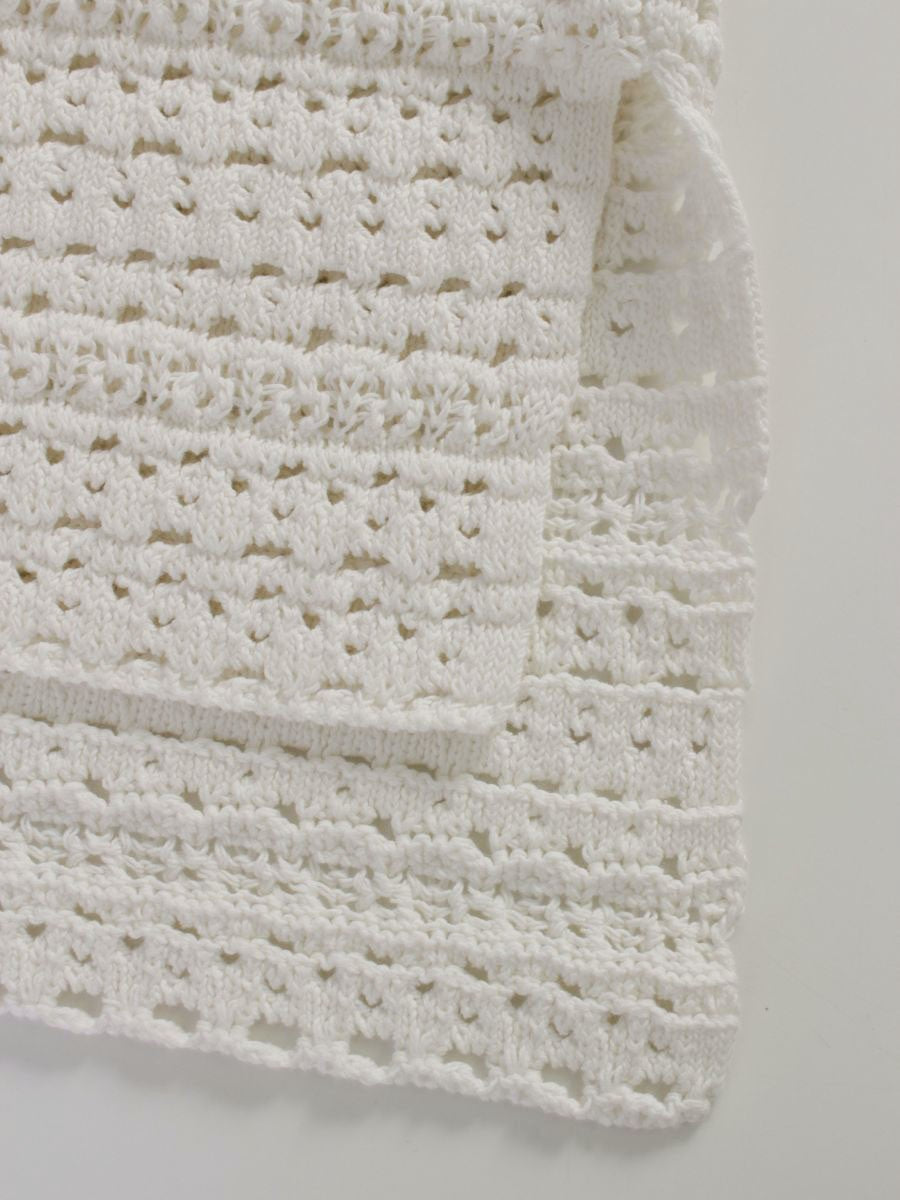 セオリーリュクス Coin Crochet Albany 3201715 ニットベスト 38 ホワイト ‘23 ITCKBK32L3DX