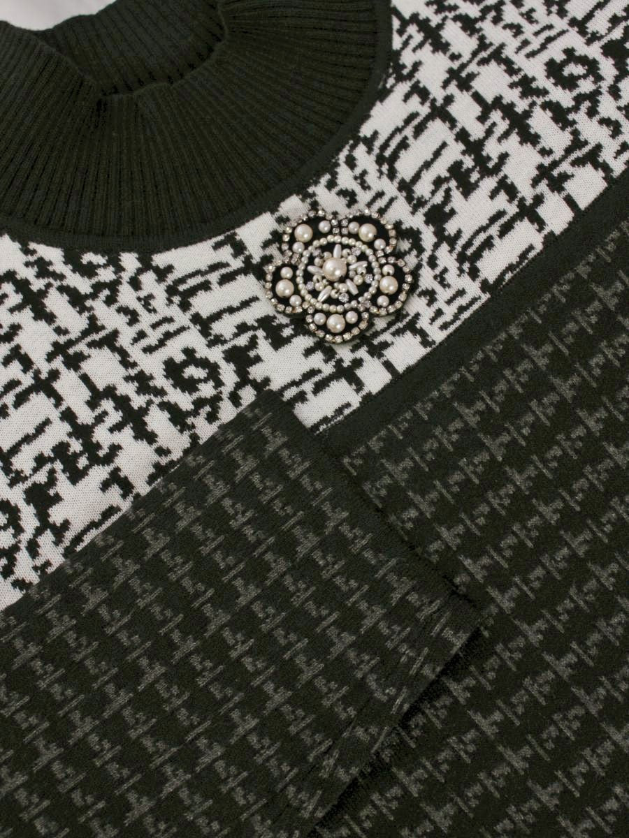 スーパービューティー ワンピース 42 ブラック ニット パール ラインストーン IT0WVSQO6OPA