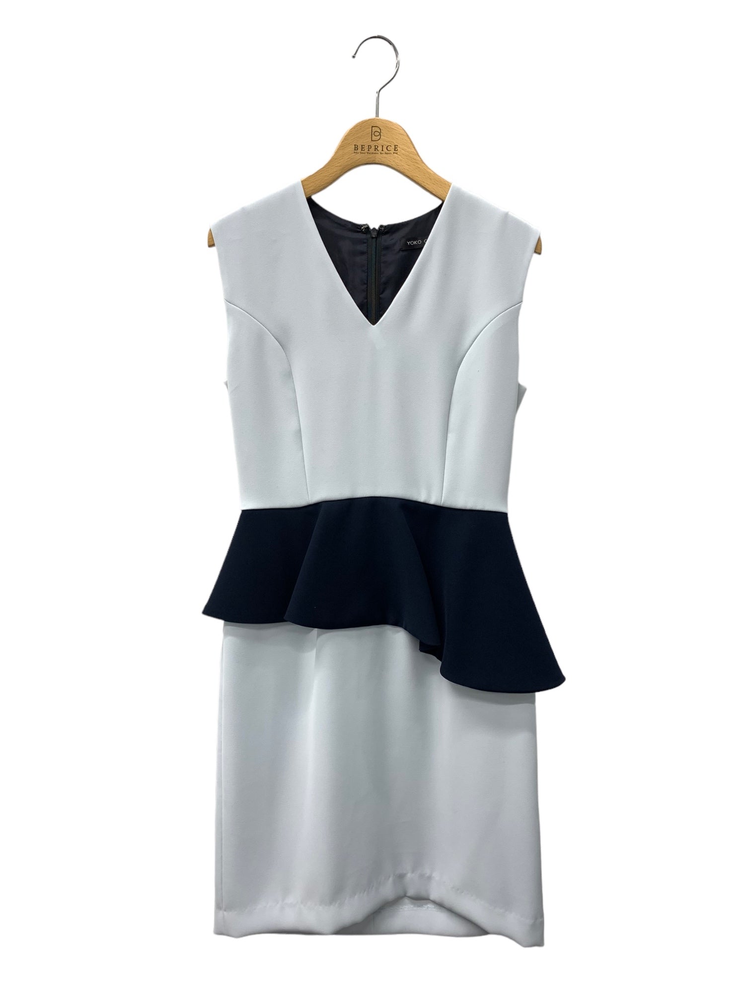 ヨーコチャン YCD-518-355 ドレス 38 ブルー ペプラムワンピース 