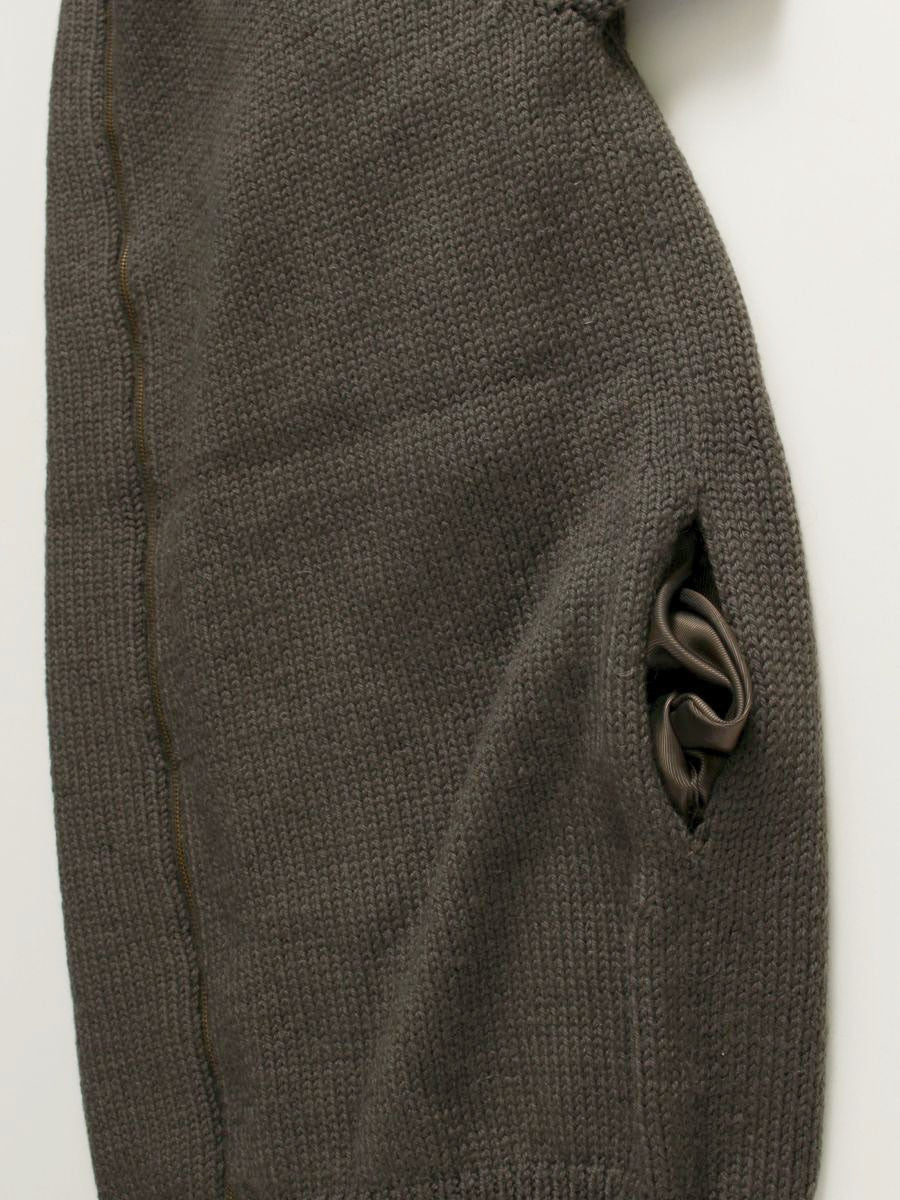 エスマックスマーラ ロングニットカーディガン S ブラウン ジップ 半袖 ITMJQHDNC5SU