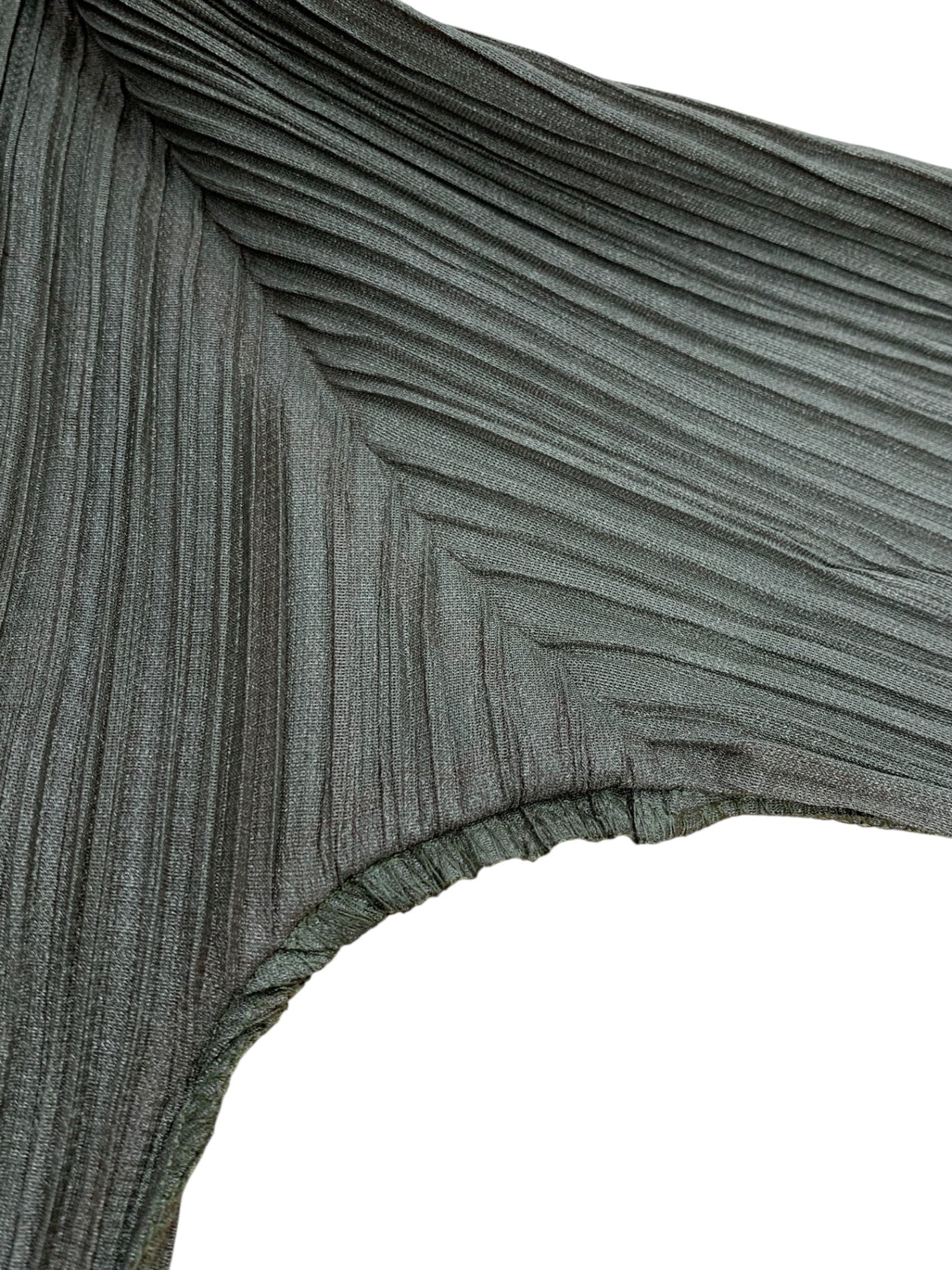 プリーツプリーズイッセイミヤケ PP41-JJ745 ブラウス 3 カーキグリーン プリーツ 丸襟 ITYOSQLGFBOS