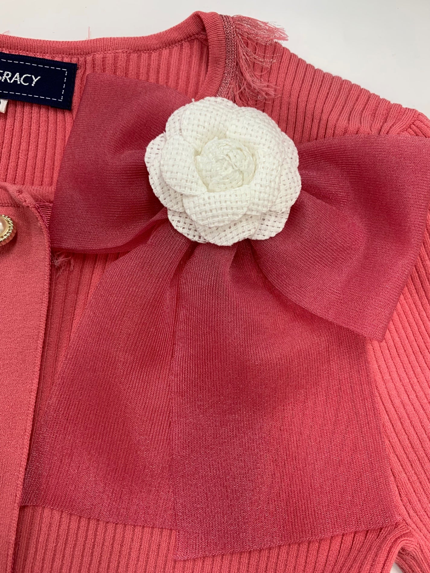 エムズグレイシー フリンジニット 518121 カーディガン 38 ピンク IT1U9AZOGGBA