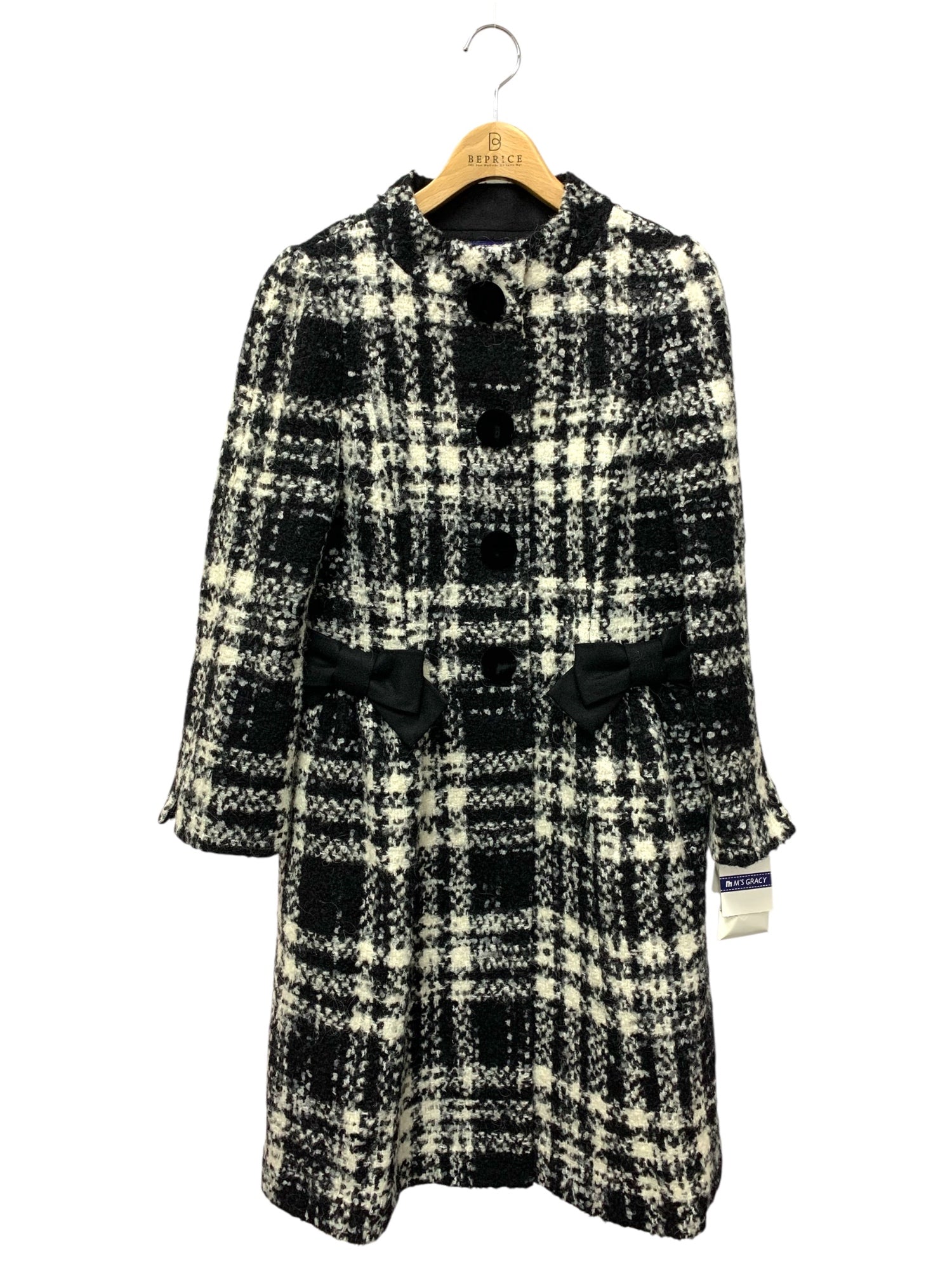 エムズグレイシー Black x White Check Coat 819519 コート 38