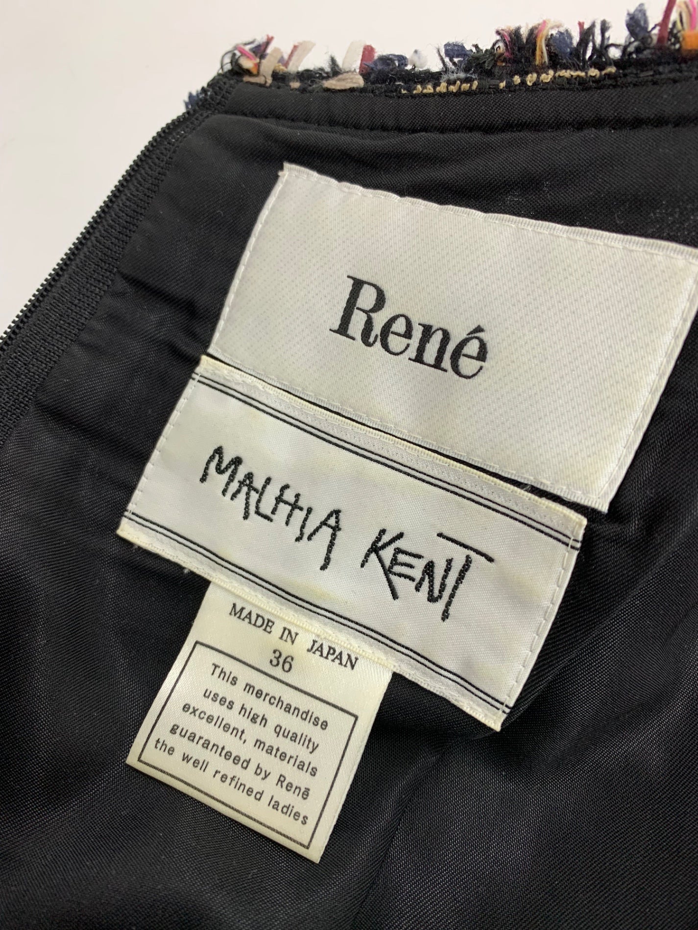ルネ MALHIA KENT 6146440 ワンピース 36 ネイビー マリアケント フリンジ ツイード ITC2W6BUHOTW
