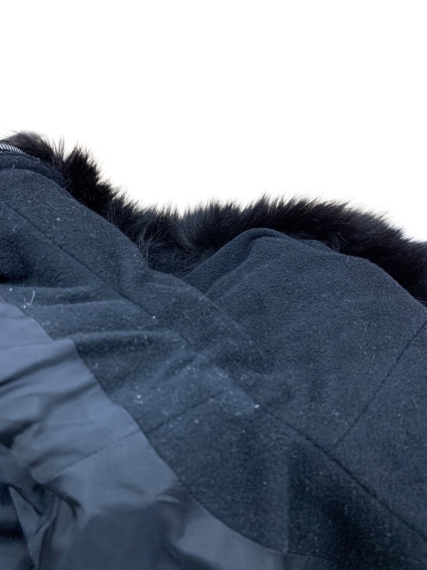 ルネ 6738740 ダウンジャケット 38 ブラック フード フォックスファー ウール IT75AHEYPK22