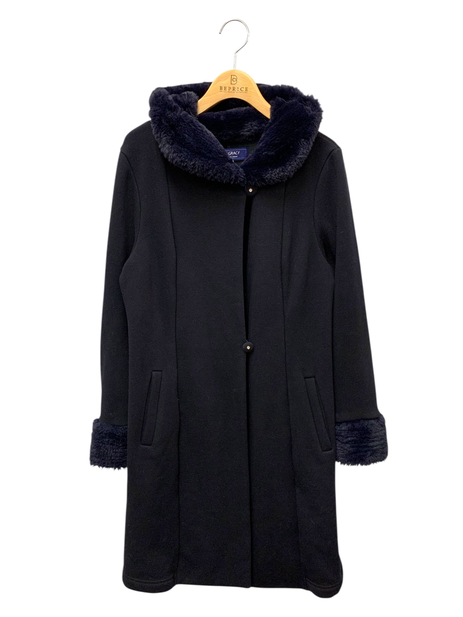 エムズグレイシー 724527 コート 38 ネイビー ボンバーヒート フード
