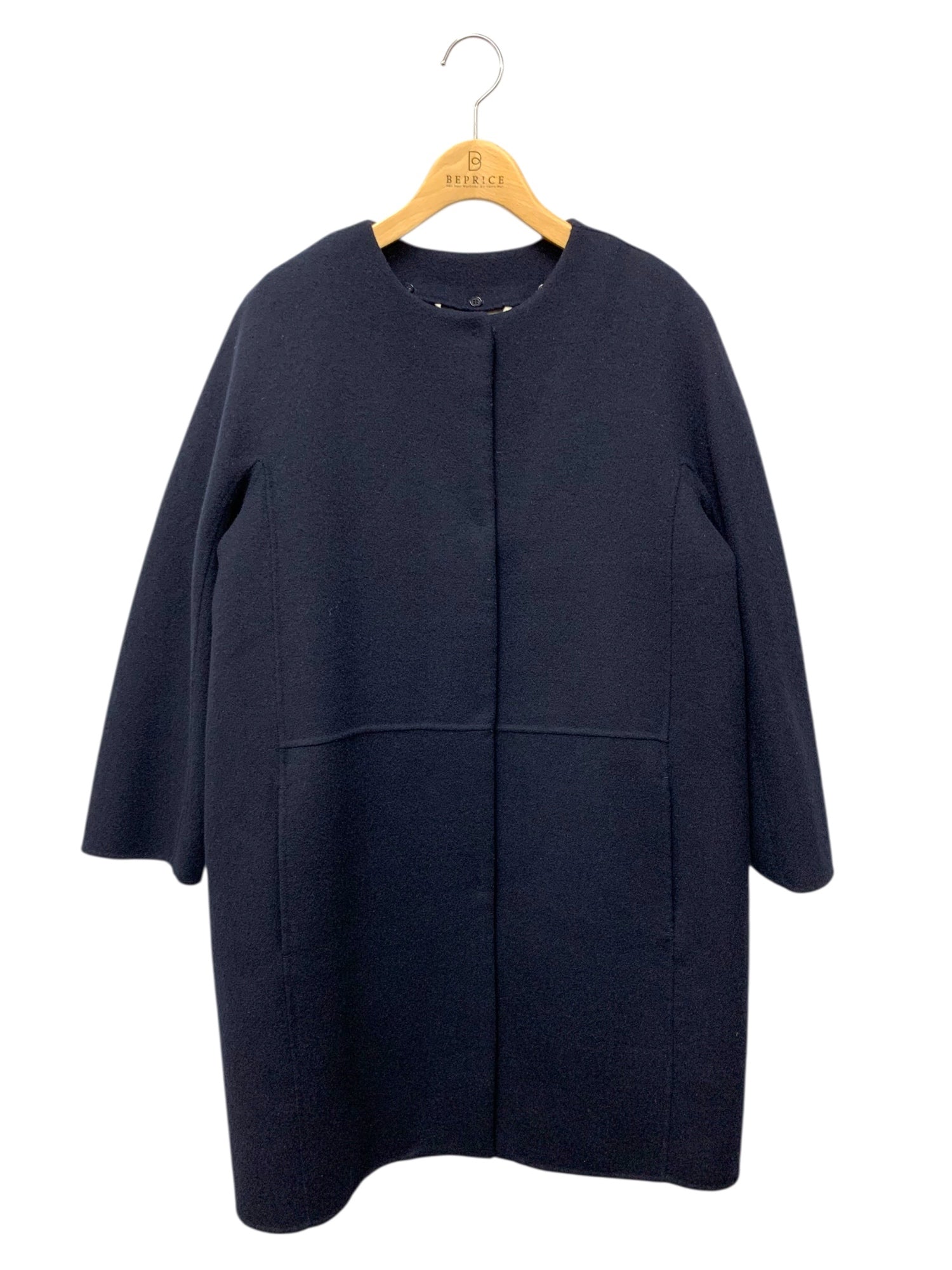 ましゅー マックスマーラ the Cube 901101076 ノーカラーコート 38 ネイビー