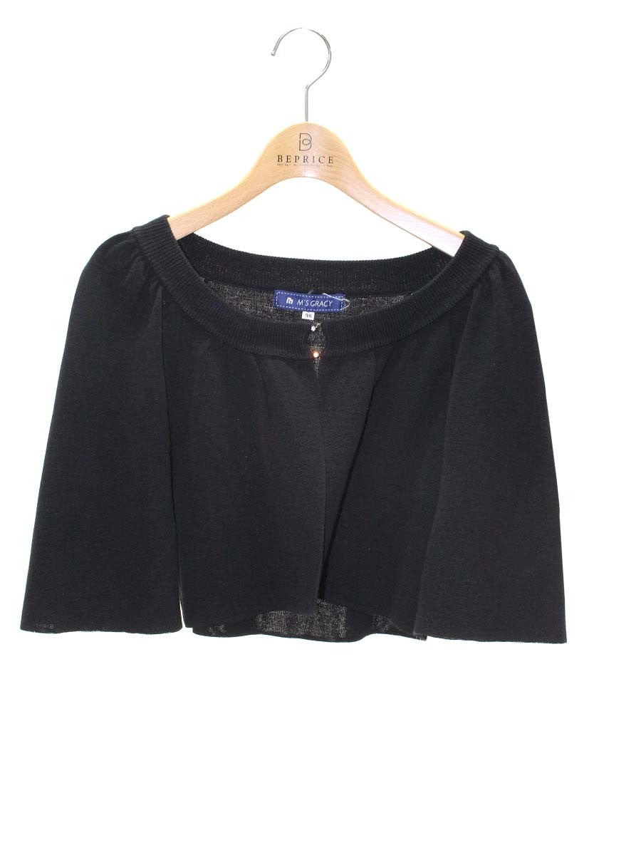 M'S GRACY*ベルスリーブボレロ エムズグレイシー 328341 ボレロ 38 ブラック ニット ラインストーン