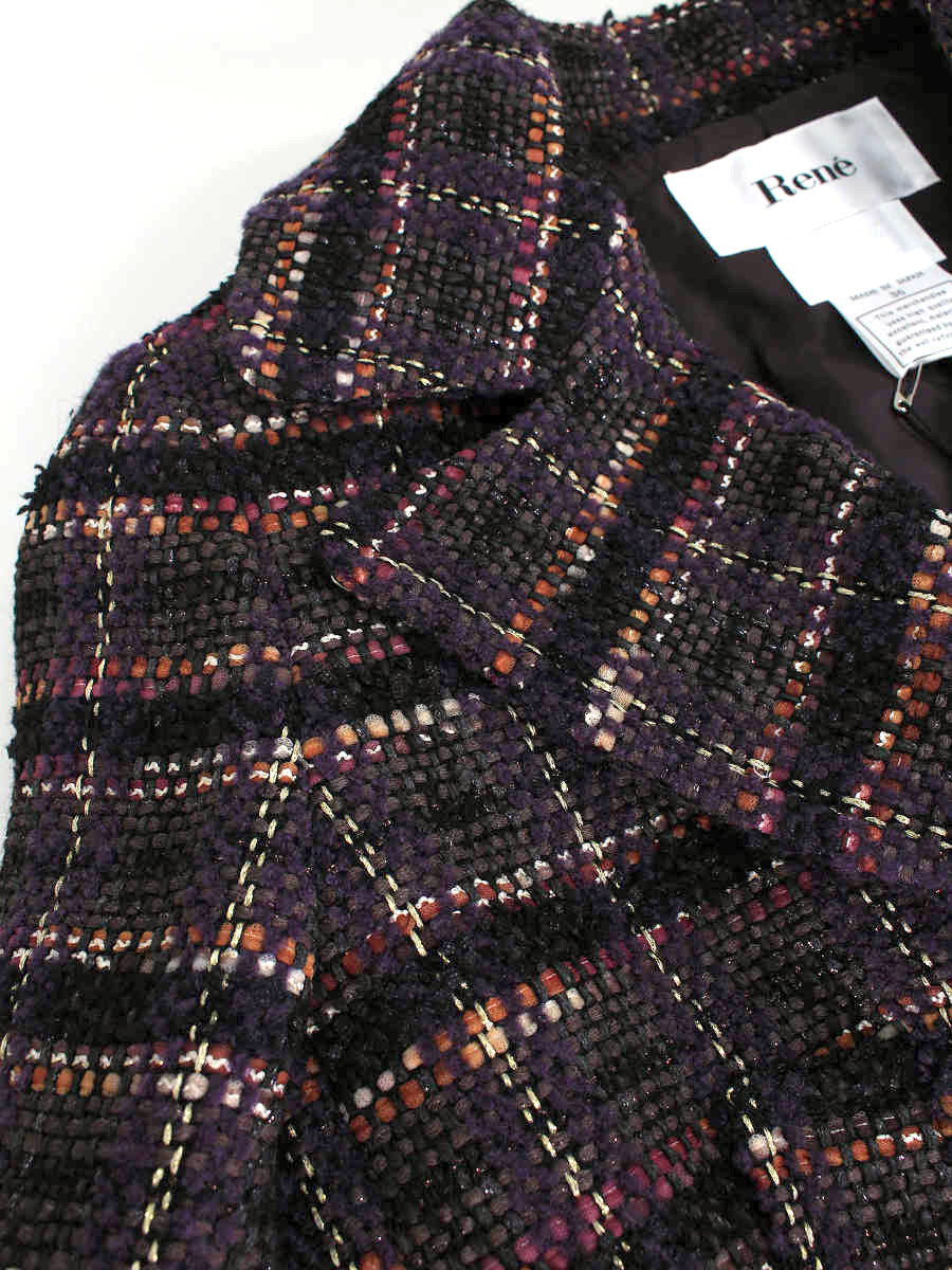 ルネ コート ツイード ダブルボタン